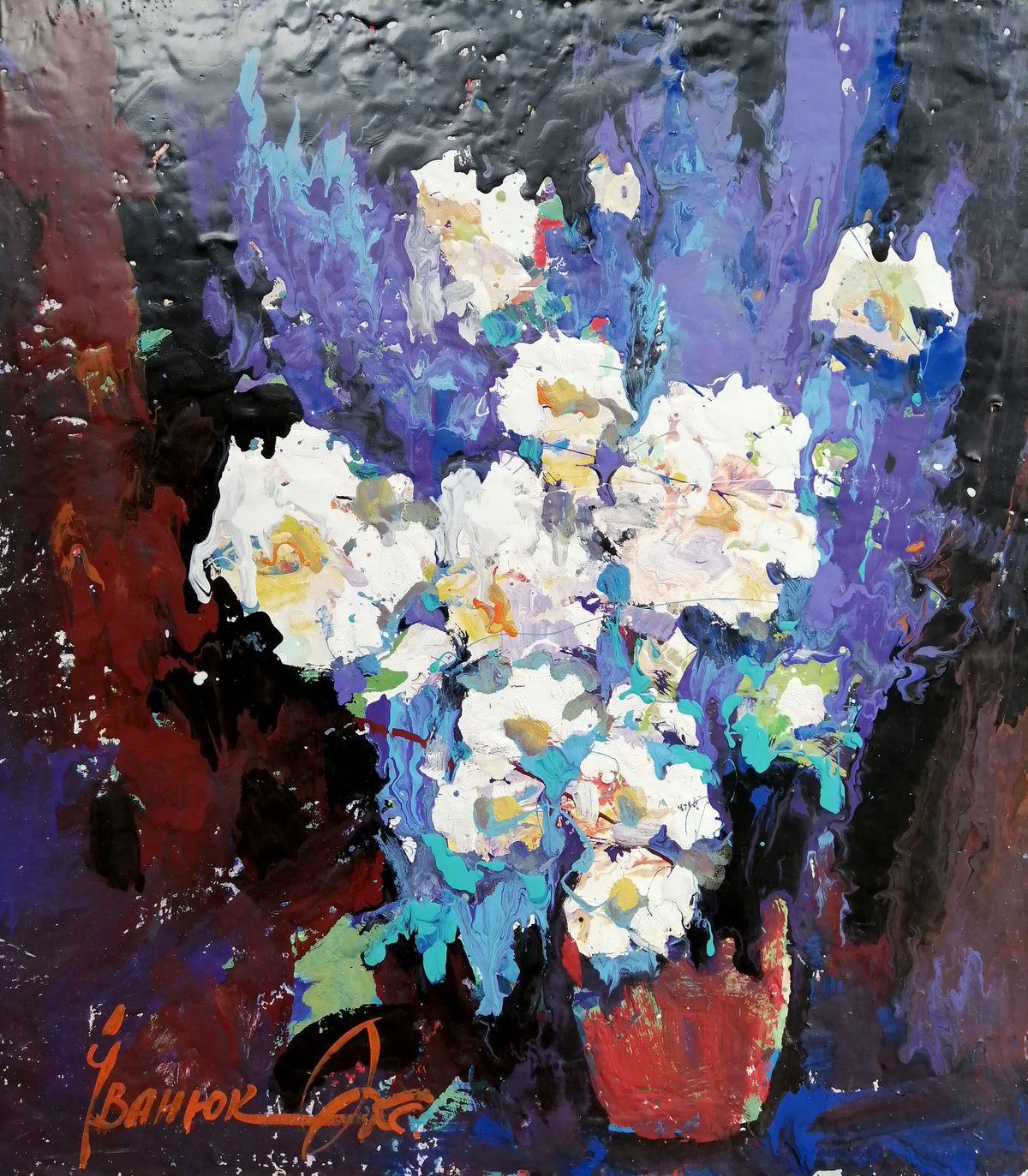 Alex Kalenyuk   Still-Life Painting - Morning Flowers, Still Life, Original oil Painting, Ready to Hang