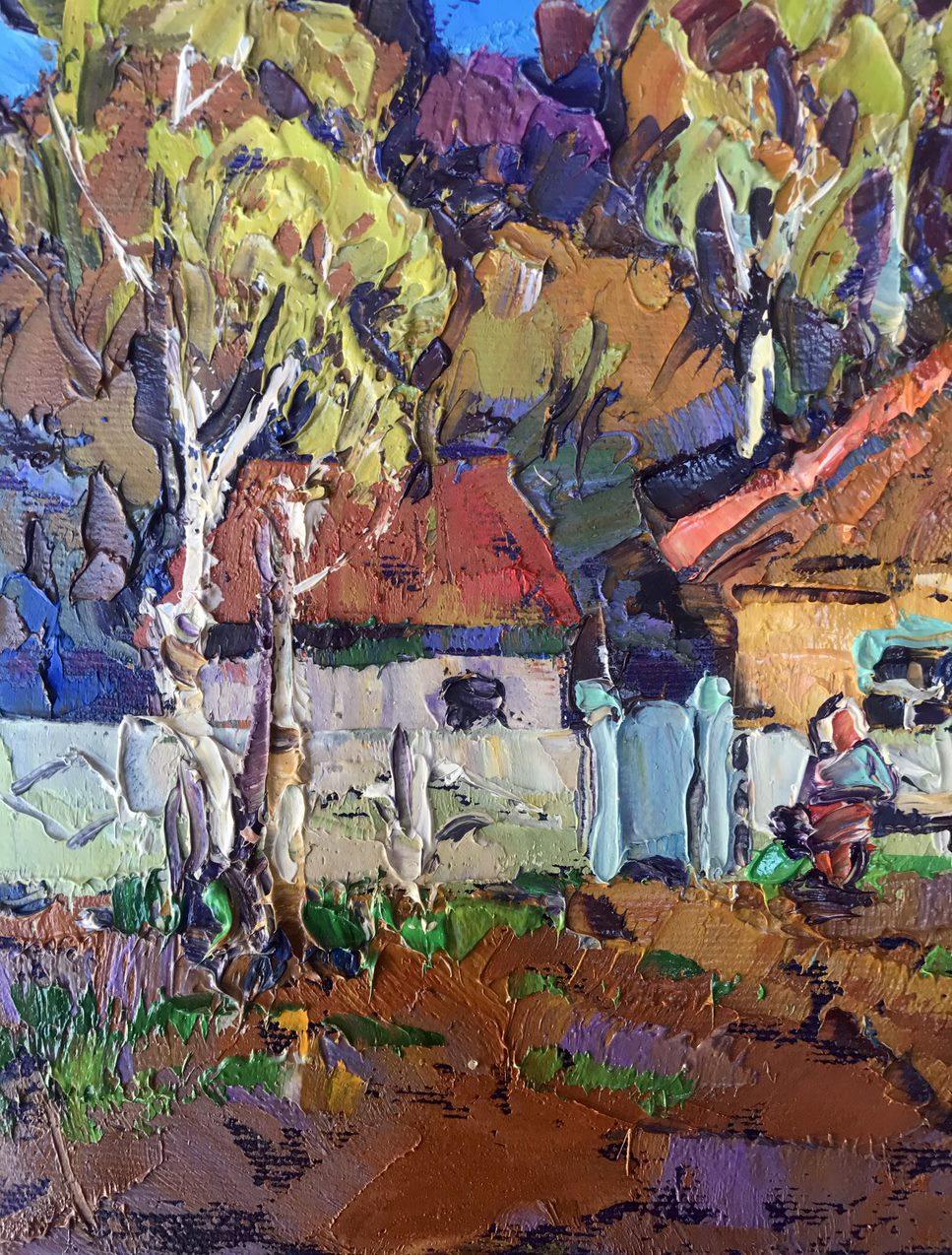Near the Courtyard, village, landscape, Original oil Painting, Ready to Hang For Sale 2