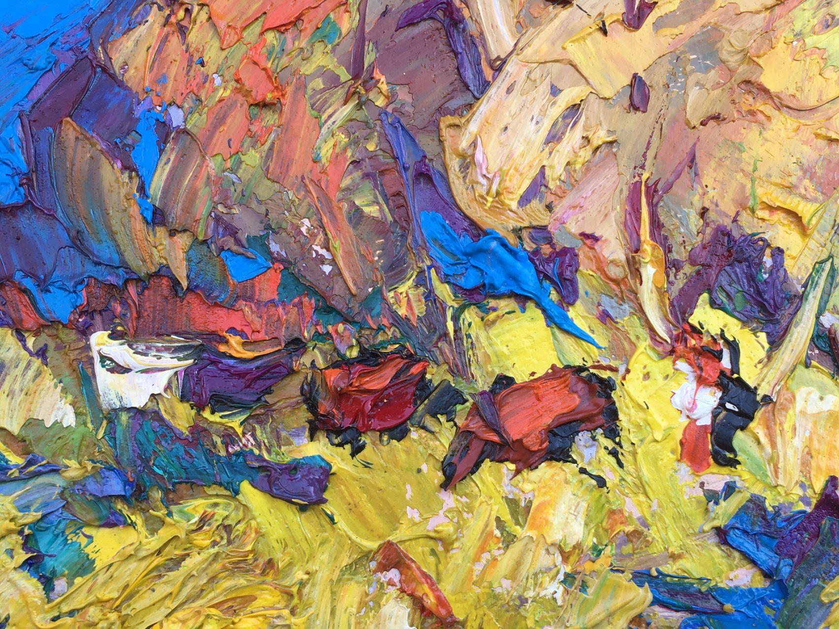 Vicino alla foresta, Paesaggio, Pittura ad olio originale, pronta da appendere - Painting Impressionismo di Alex Kalenyuk  