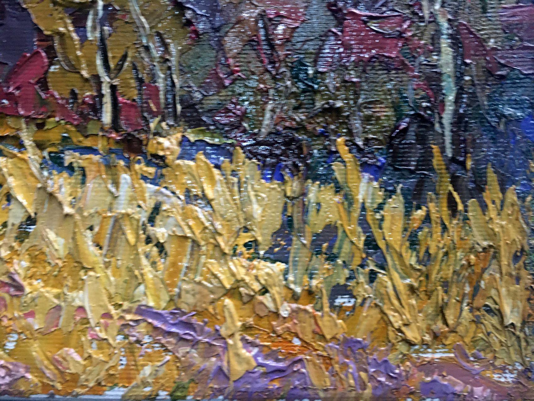 Night Autumn, Impressionism, Original oil Painting, Ready to Hang For Sale 2