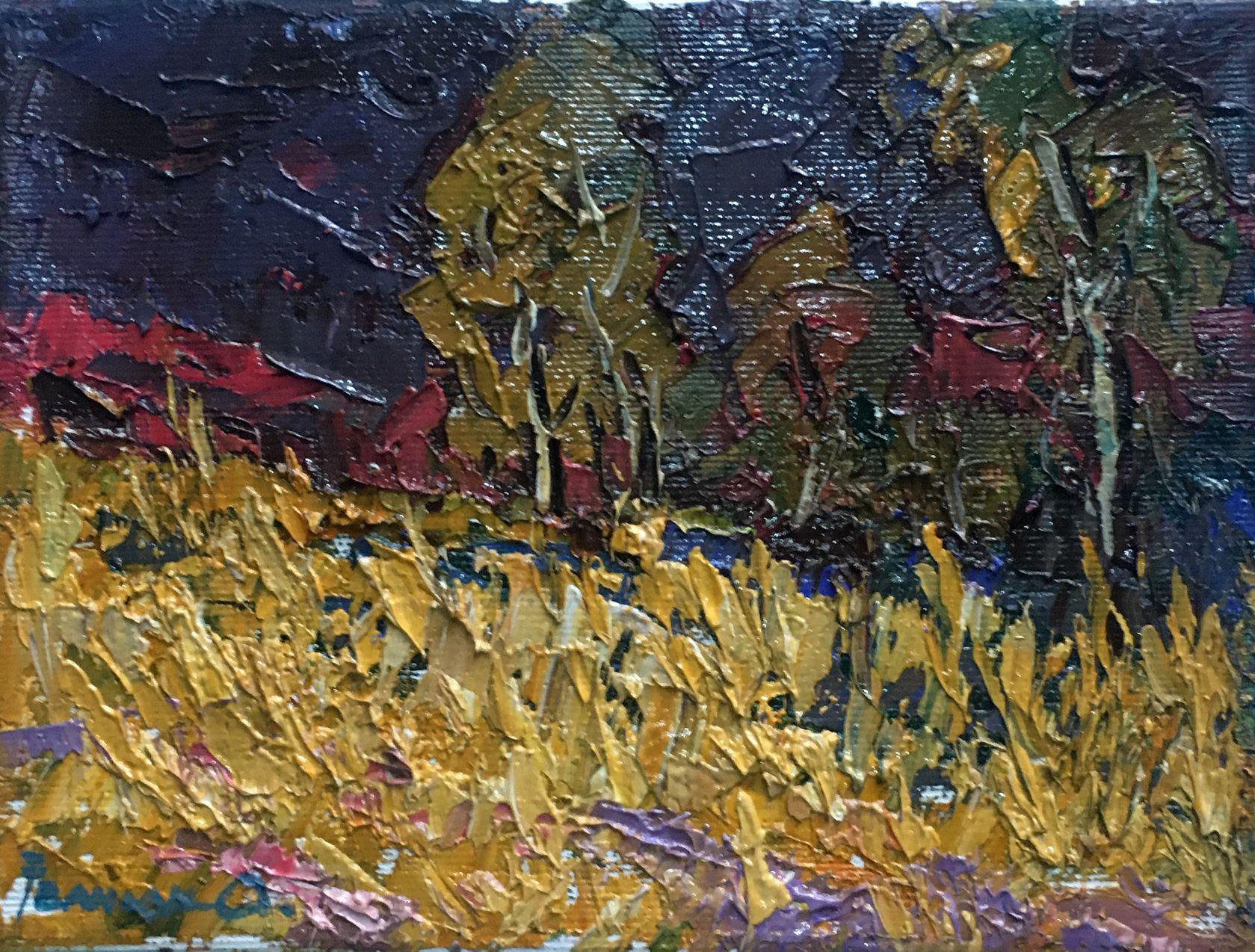 Alex Kalenyuk   Landscape Painting - Night Autumn, Impressionism, Original oil Painting, Ready to Hang