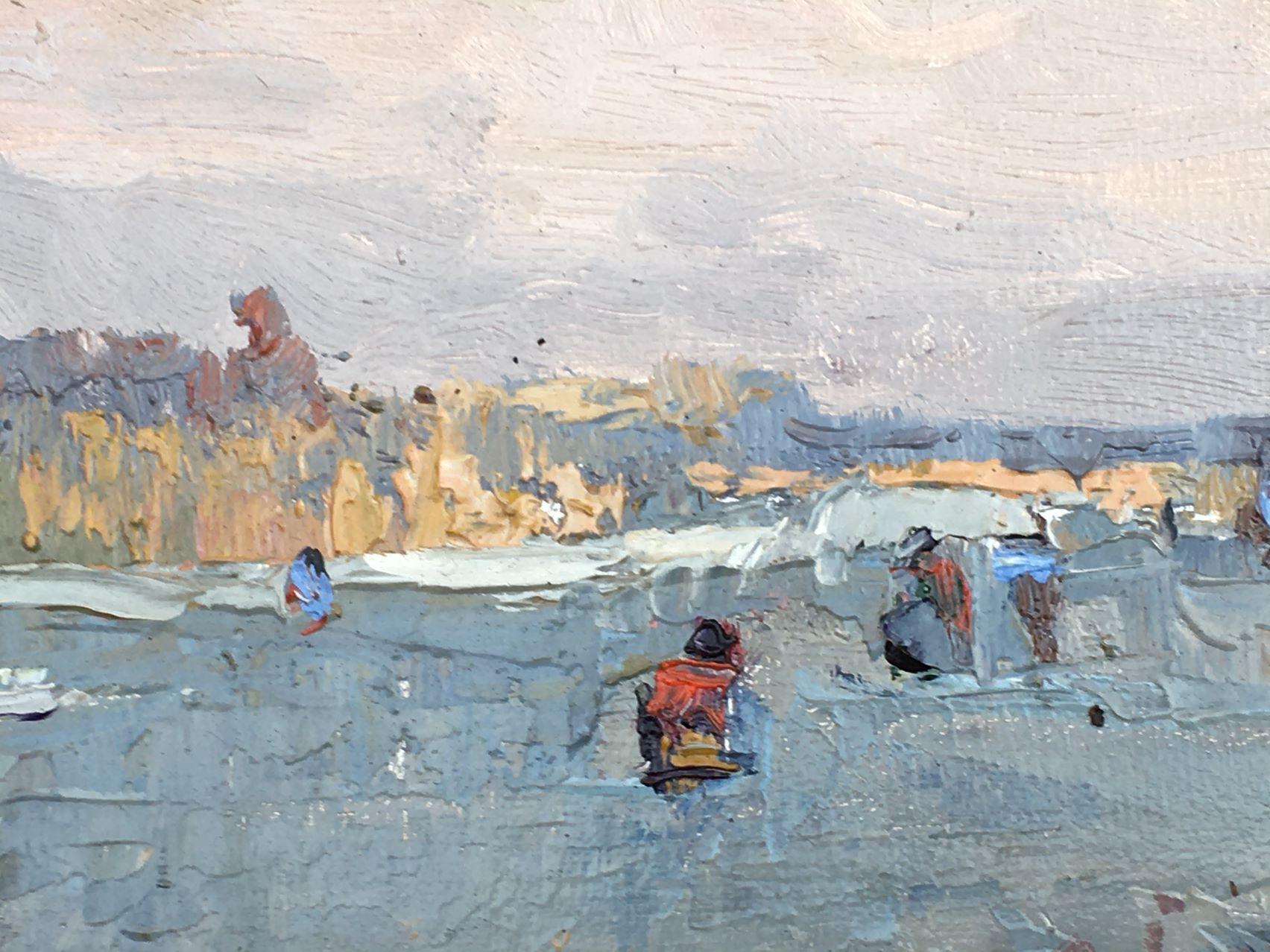 En el río, Paisaje, Pintura al óleo original, Lista para colgar - Painting de Alex Kalenyuk  