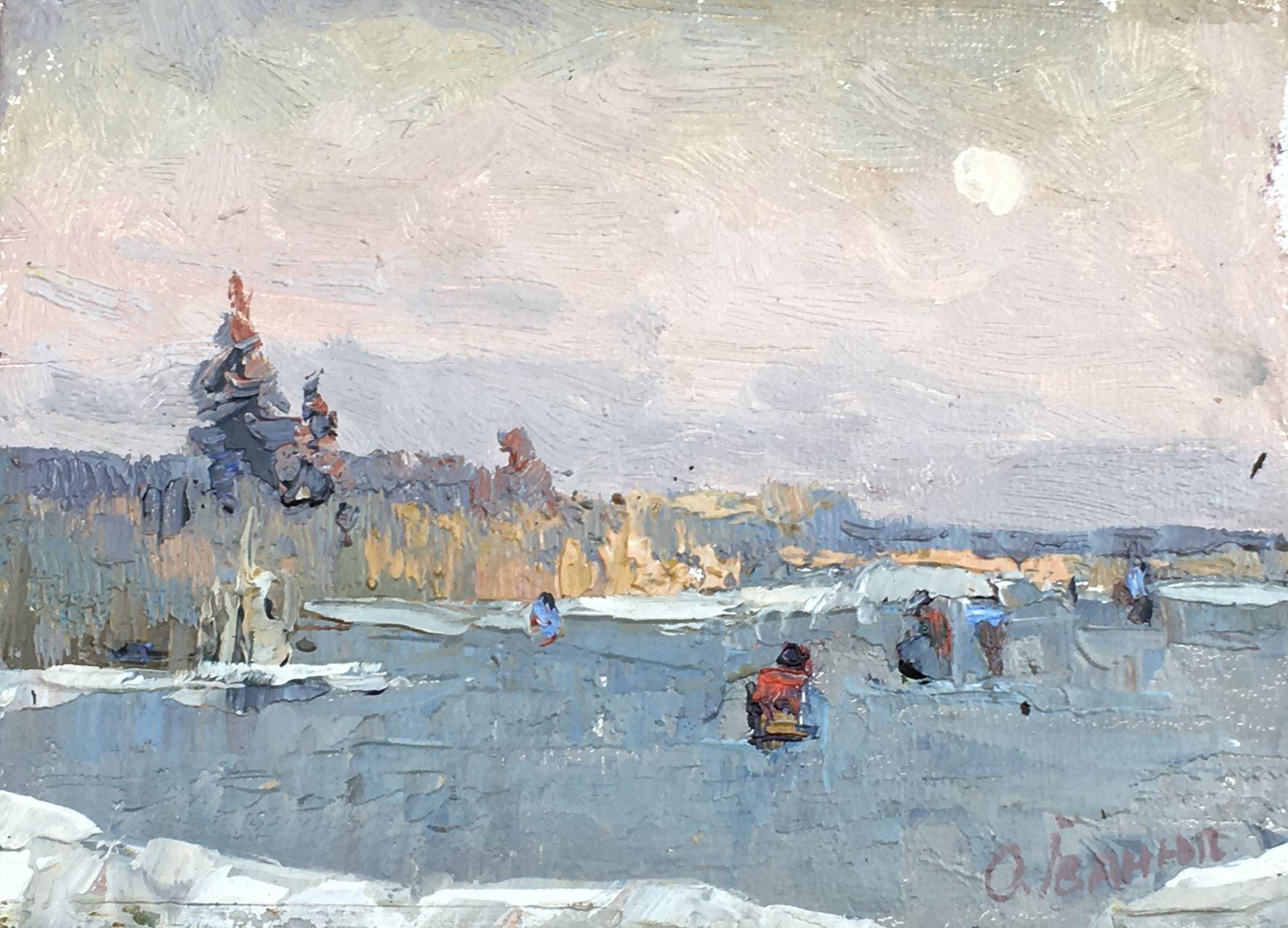 On the River, Landscape, Original oil Painting, Ready to Hang