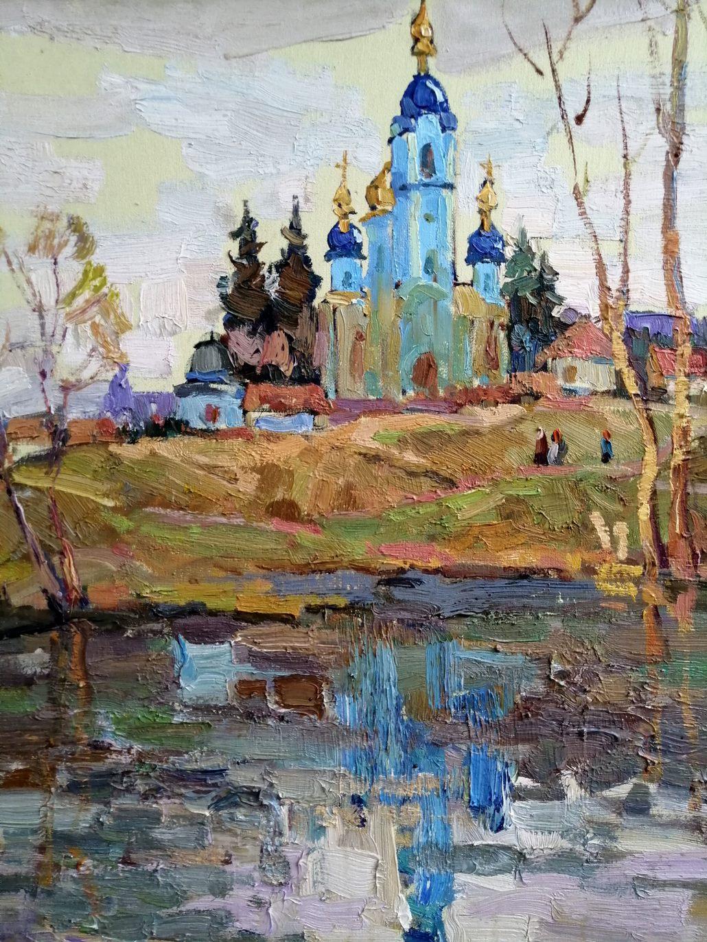 Au-dessus du lac, peinture à l'huile originale, prête à être accrochée - Painting de Alex Kalenyuk  