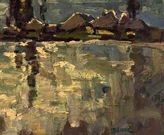 Noche tranquila, Impresionismo, Pintura al óleo original, Lista para colgar