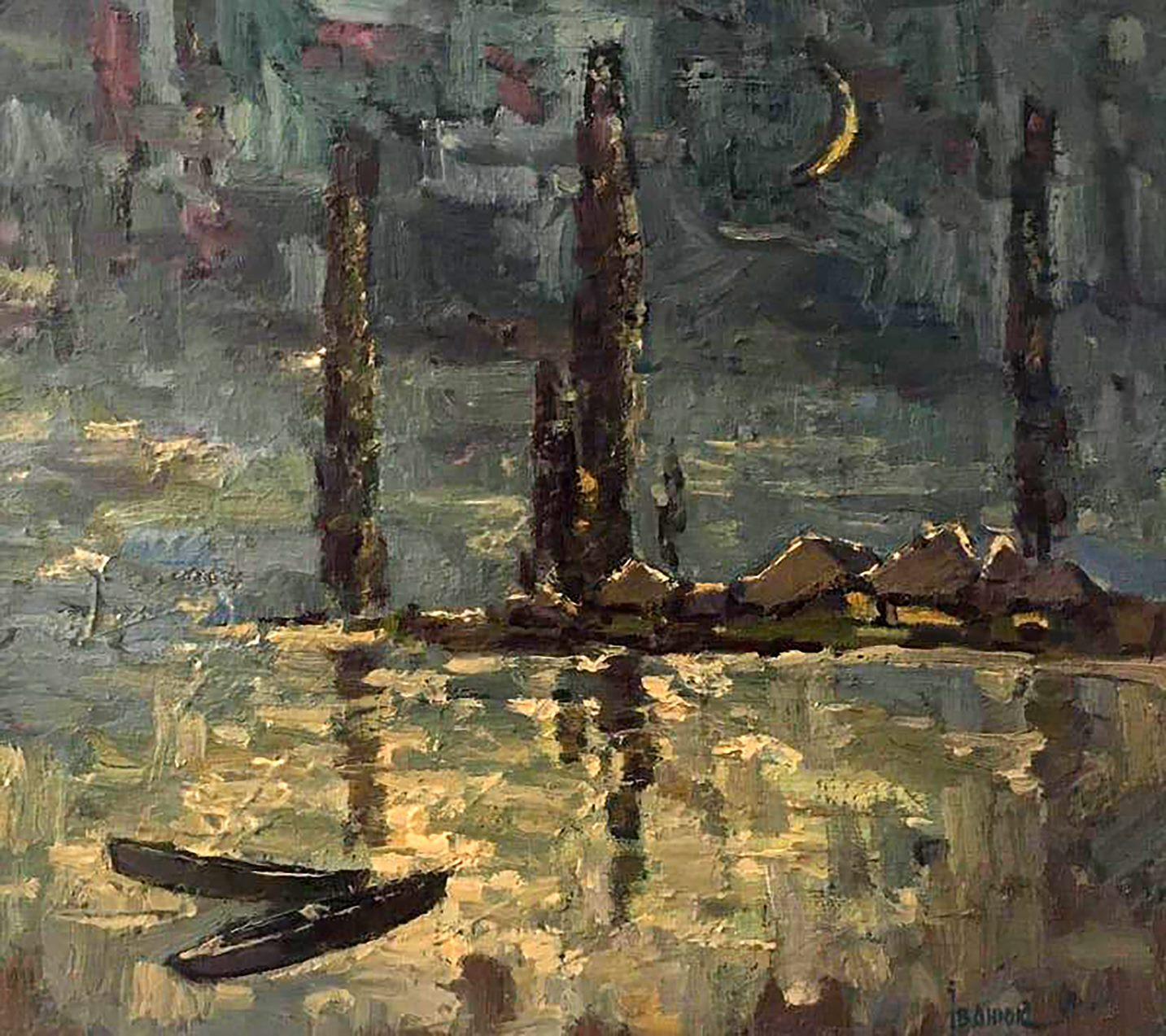 Landscape Painting de Alex Kalenyuk   - Noche tranquila,  Impresionismo, Pintura al óleo original, Lista para colgar