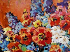 Red Poppies, Flowers, Impressionism, Original oil Painting, Ready to Hang