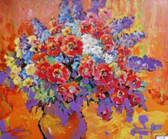 Rote Mohnblumen, Blumen, Impressionismus, Original-Ölgemälde, hängefertig