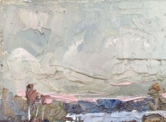 Road, Winter Landscape, Original oil Painting, Ready to Hang