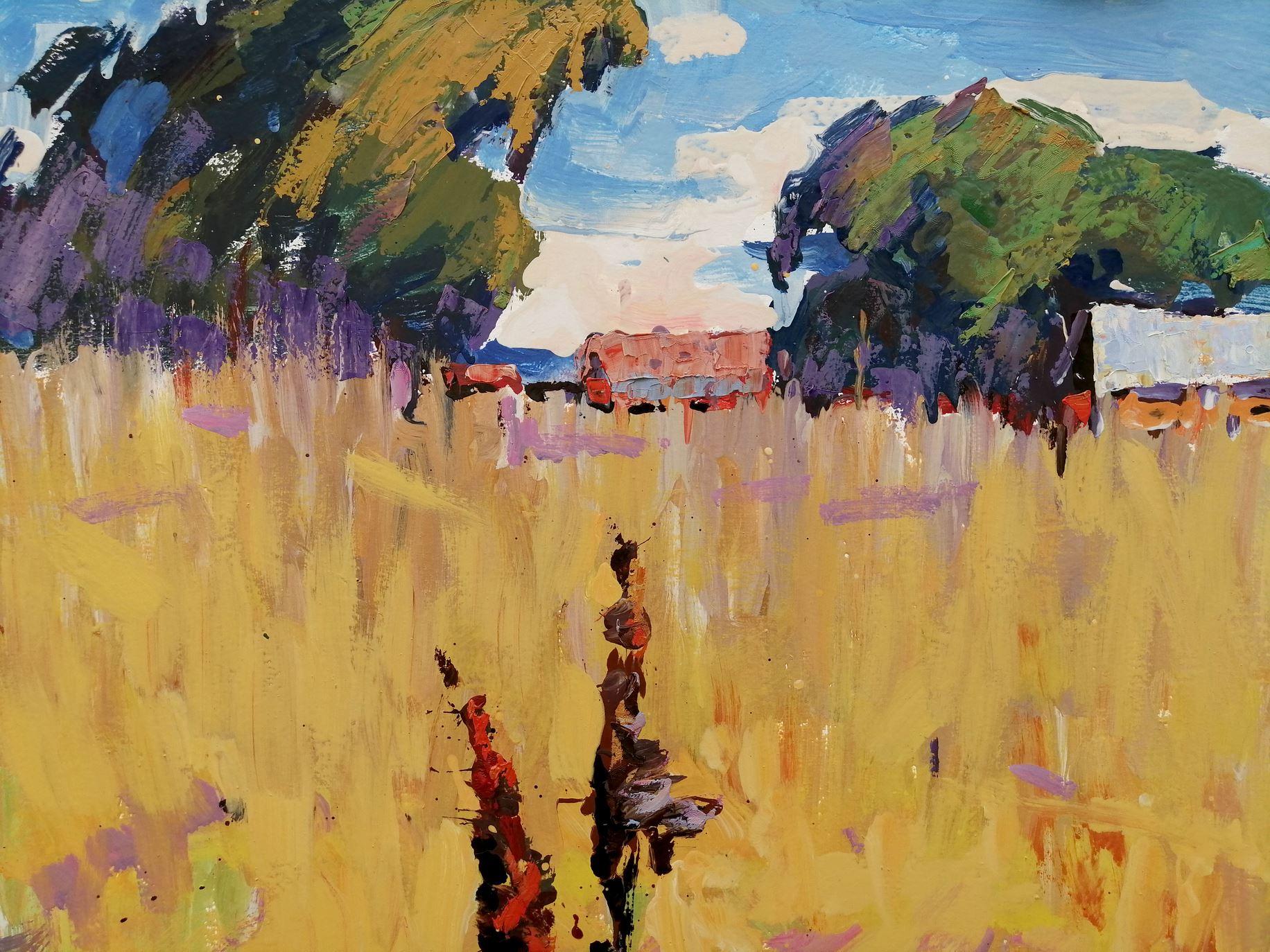 Artist: Alex Kalenyuk 
Work: Original oil painting, handmade artwork, one of a kind 
Medium: Oil on canvas 
Year: 2018
Style: Impressionism
Title: Rural Landscape,
Size: 39