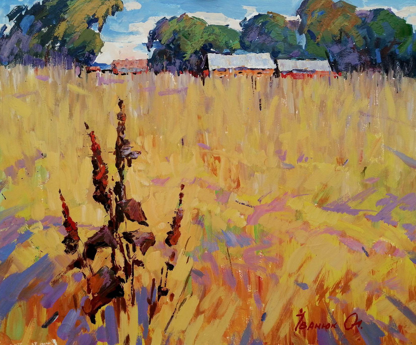 Alex Kalenyuk   Landscape Painting - Rural Landscape, Impressionism, Original oil Painting, Ready to Hang