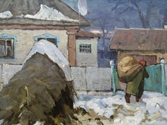 Rural Life, Landscape Original oil Painting, Ready to Hang