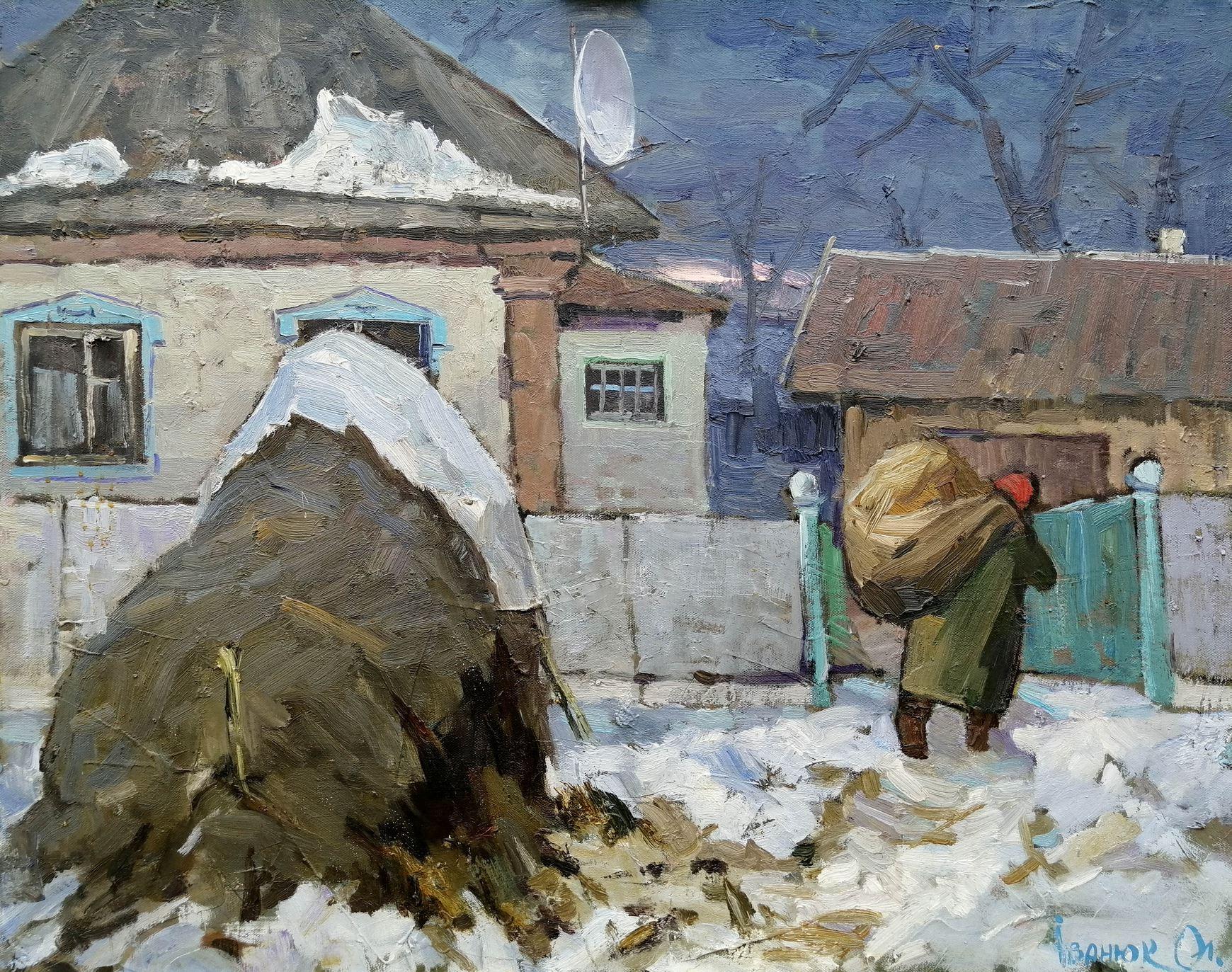 Alex Kalenyuk   Landscape Painting - Rural Life, Original oil Painting, Ready to Hang