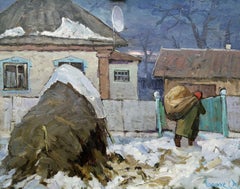 Vita rurale, Pittura a olio originale, pronta da appendere