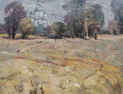 Tardes de Sorochyn, Paisaje, Pintura al óleo original, Lista para colgar