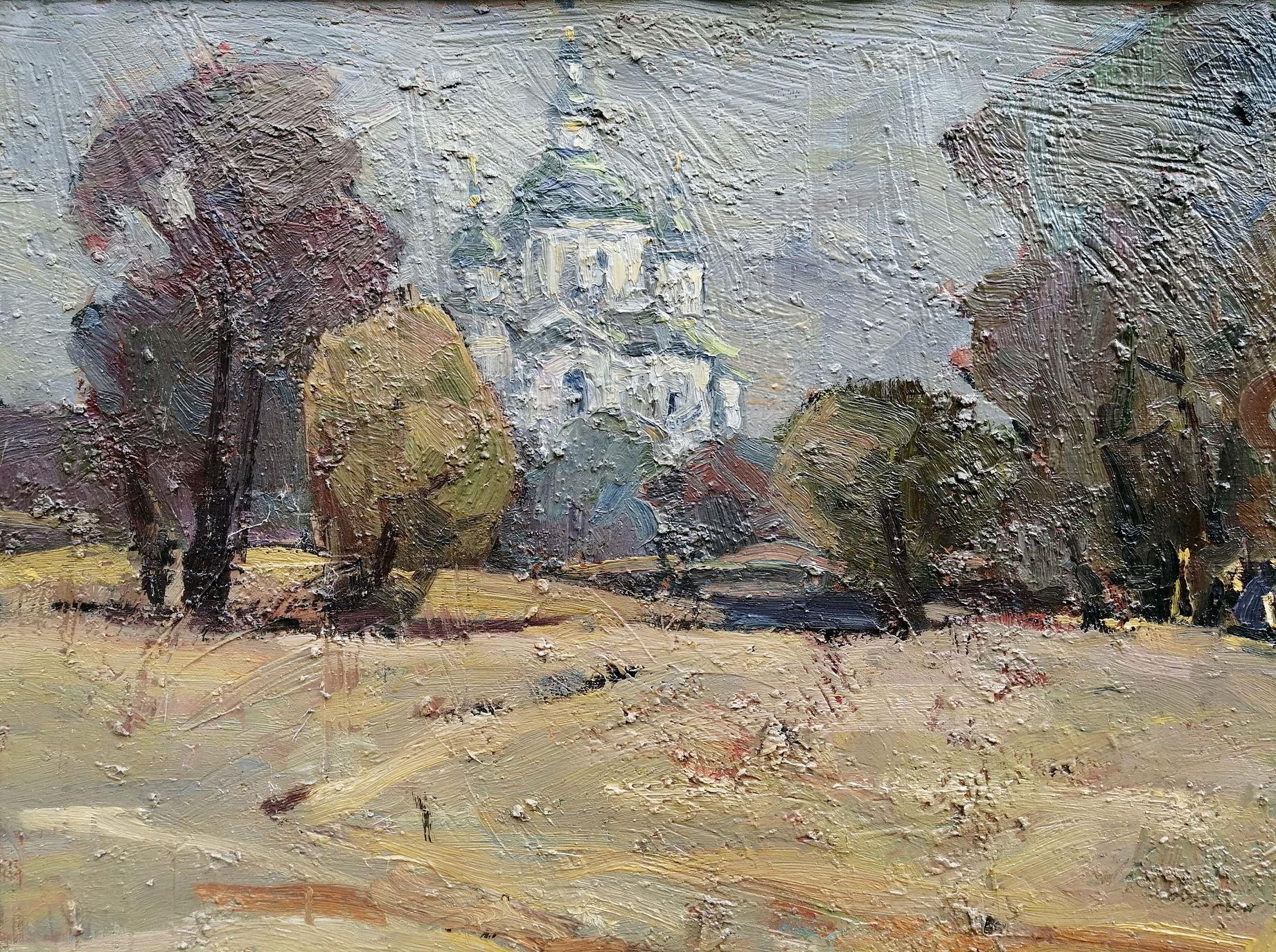 Sorochyn Evenings, Paesaggio, Pittura ad olio originale, pronta da appendere - Painting Impressionismo di Alex Kalenyuk  