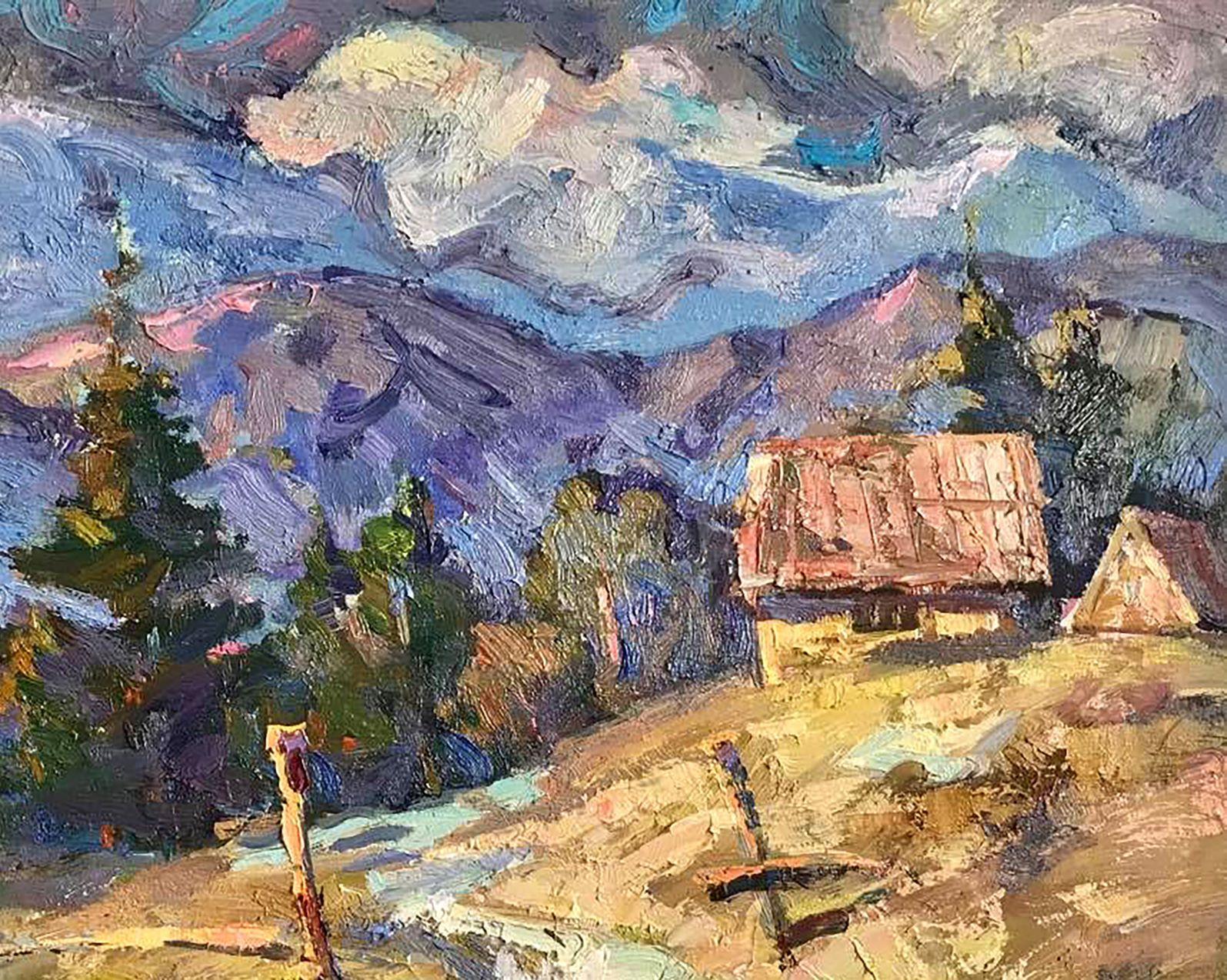 Primavera nei Carpazi,  Impressionismo, Pittura ad olio originale, pronta per essere appesa - Painting di Alex Kalenyuk  