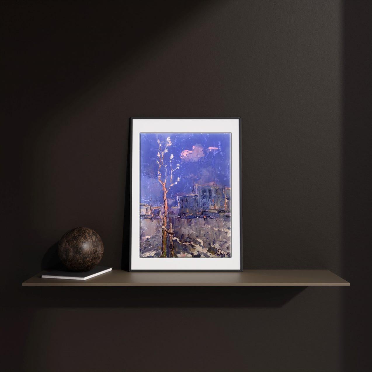 Spring in the City, impressionnisme, peinture à l'huile originale, prête à être accrochée en vente 2