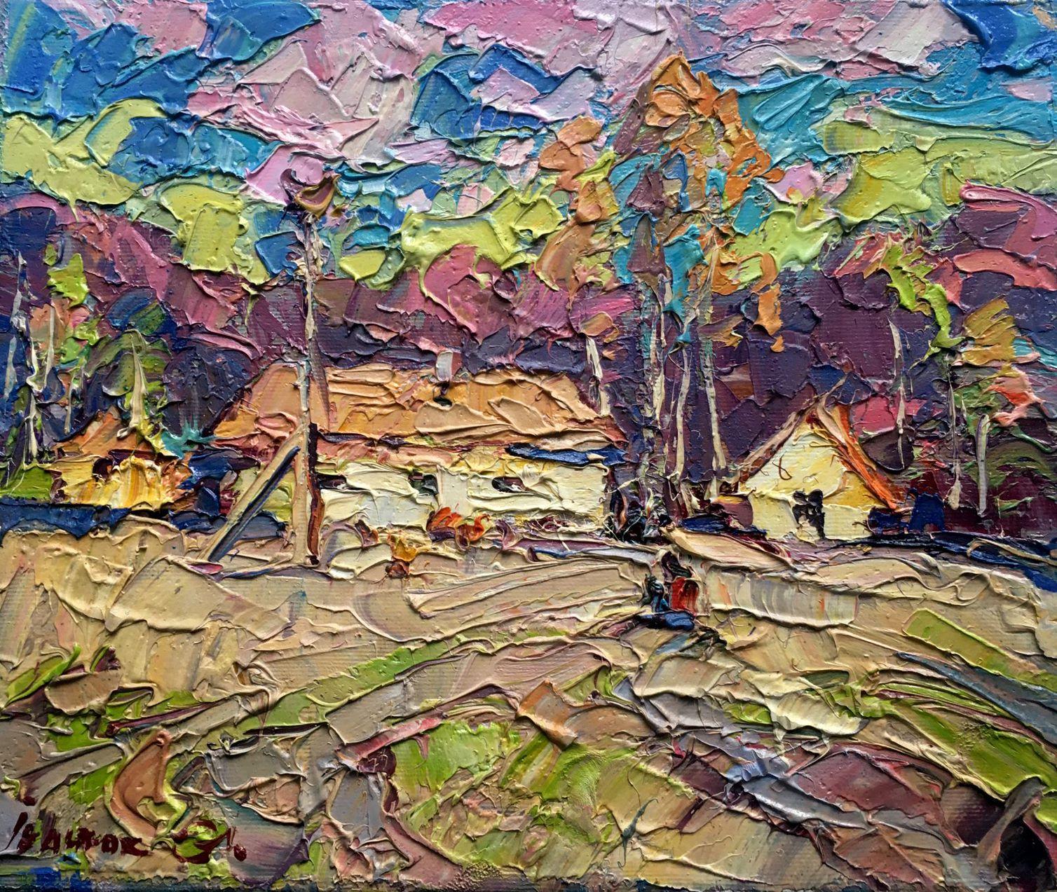 Landscape Painting Alex Kalenyuk   - Wind Spring impressionniste, peinture à l'huile originale, prête à être accrochée