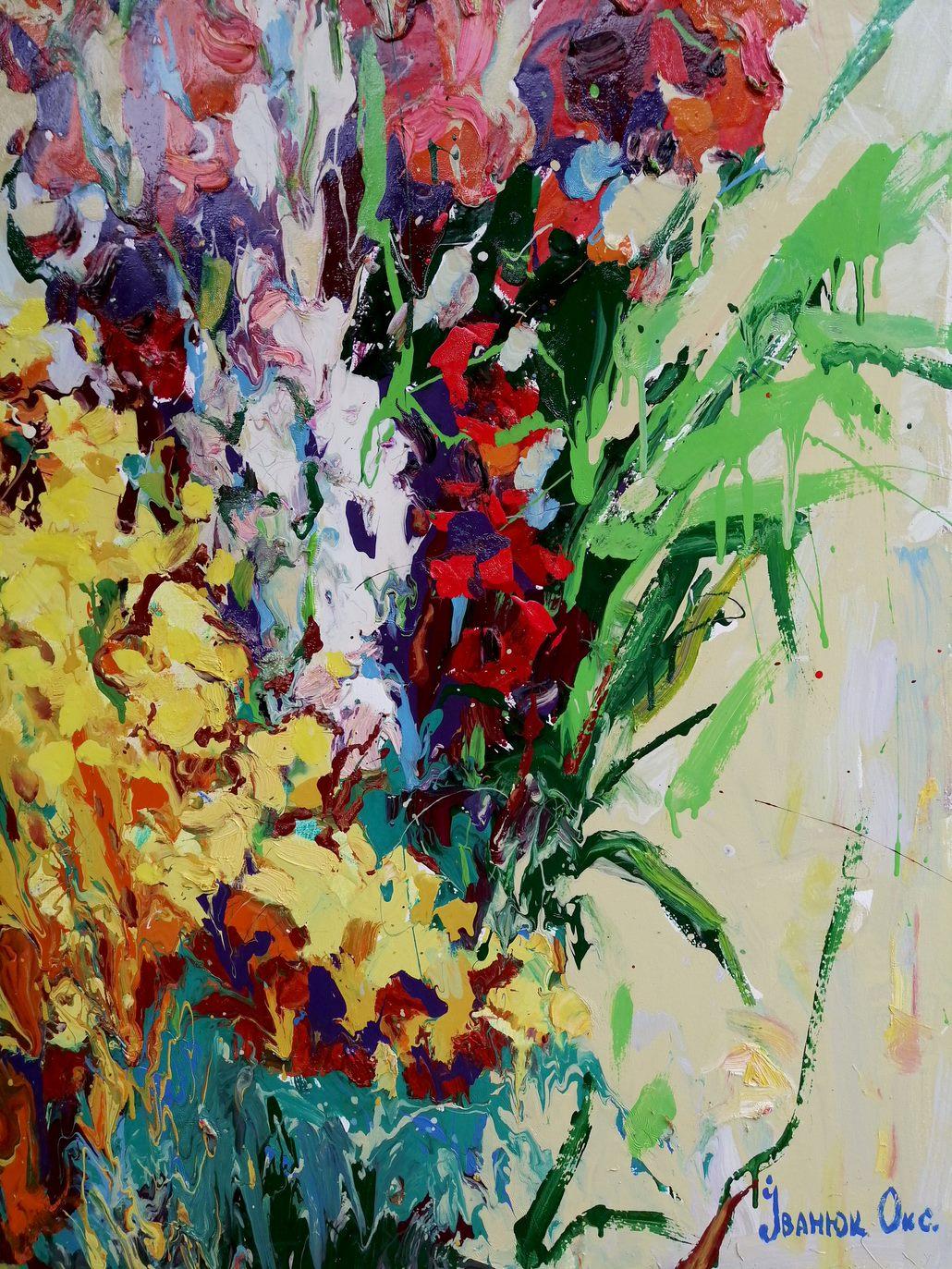 Still life with Flowers, Impressionism, Original oil Painting, Ready to Hang For Sale 3