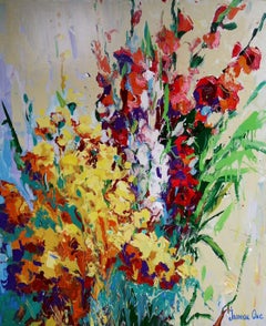 Stillleben mit Blumen, Impressionismus, Original-Ölgemälde, hängefertig