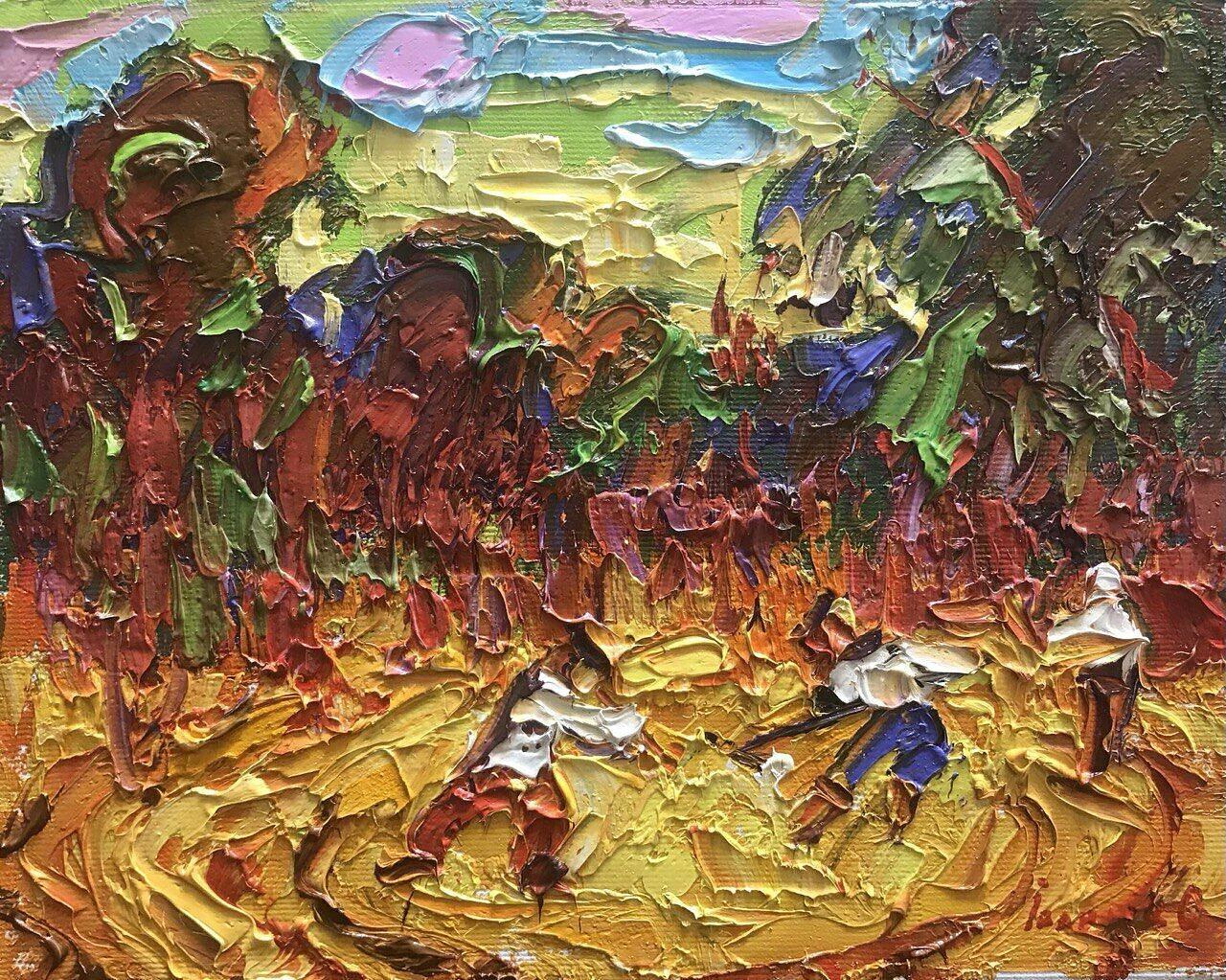 Landscape Painting de Alex Kalenyuk   - Rastrojo, Impresionismo, Pintura al óleo original, Lista para colgar