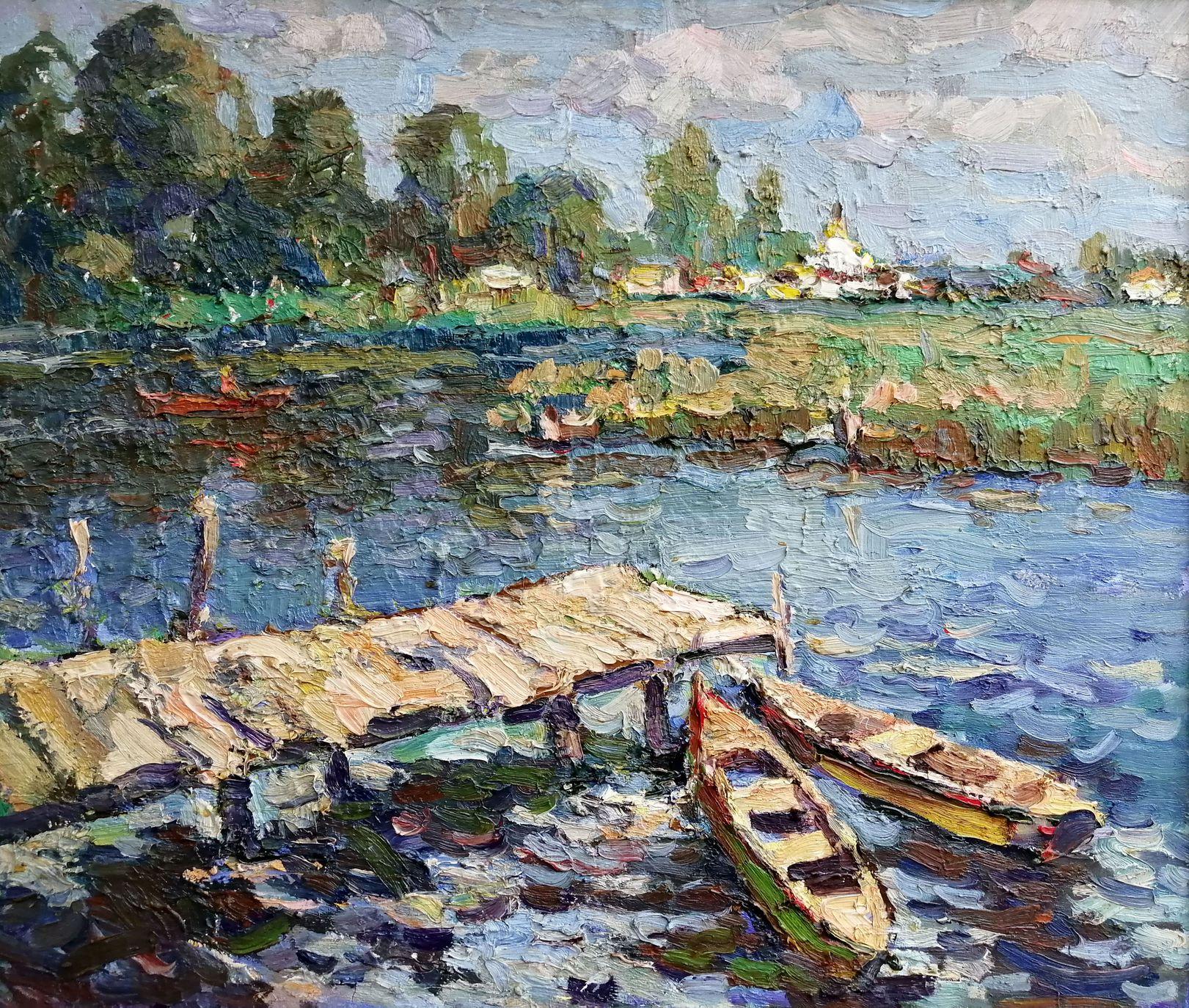 Landscape Painting Alex Kalenyuk   - Day d'été, impressionnisme, peinture à l'huile originale, prête à être accrochée
