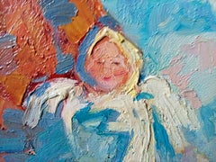 L'étoile est tombée claire, figurative, peinture à l'huile originale, prête à être accrochée