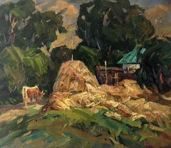 The Sun Goes Down, Impressionismus, Original-Ölgemälde, hängefertig