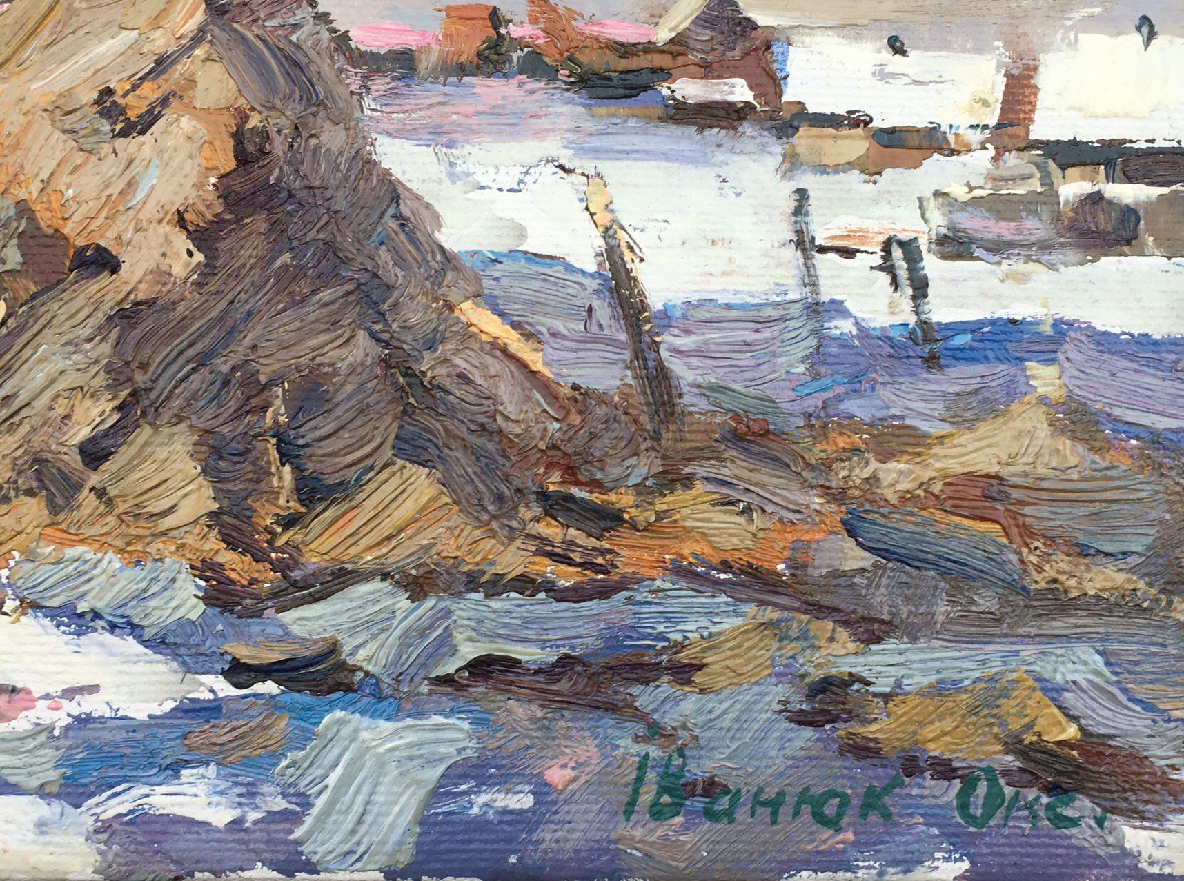 The Village, impressionnisme, peinture à l'huile originale, prête à être accrochée - Painting de Alex Kalenyuk  
