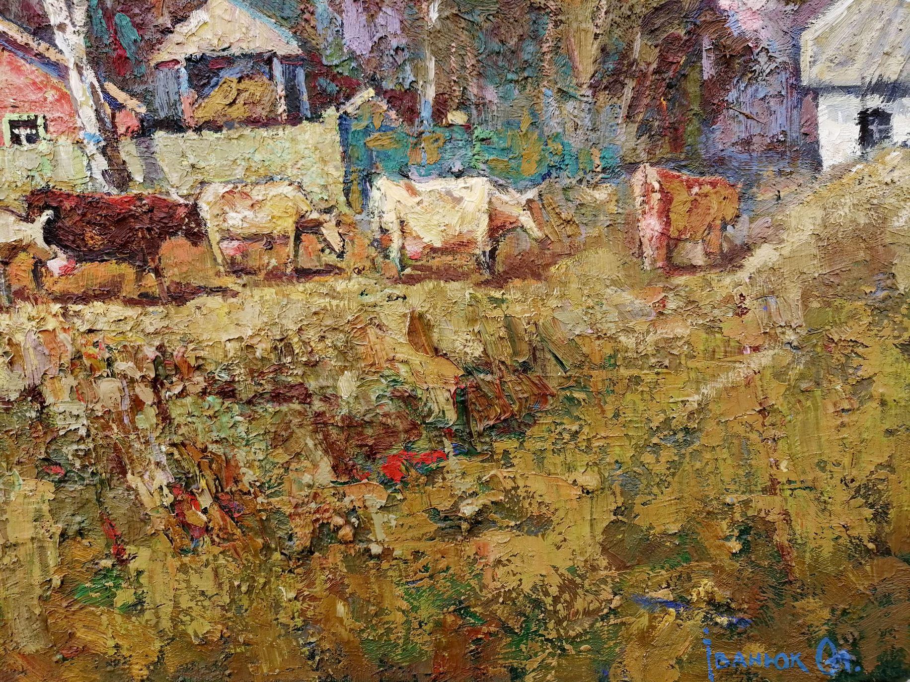 To Walk, Village, Impressionism, landscape, Original oil Painting, Ready to Hang For Sale 5
