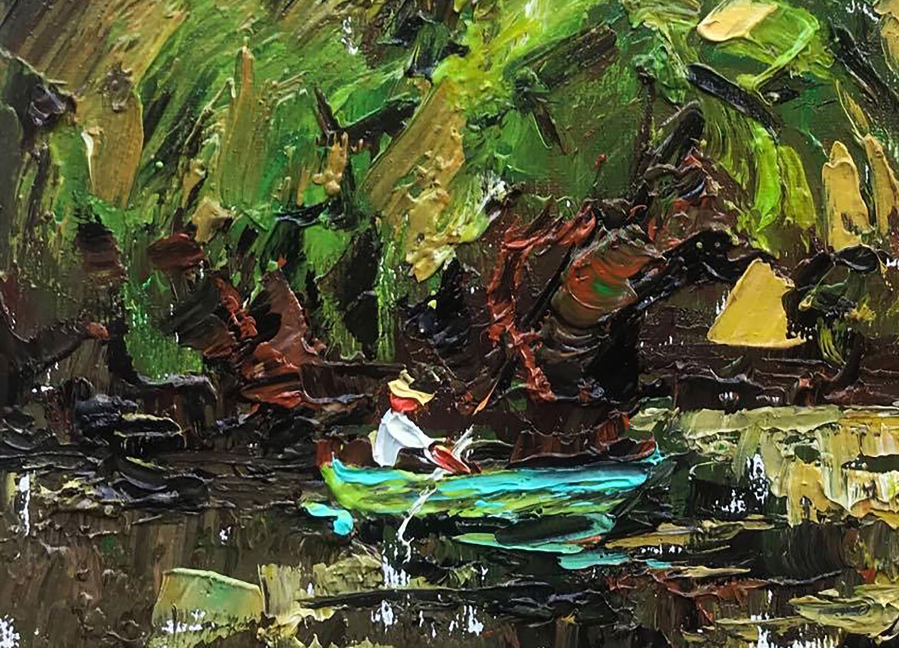 Sotto i salici, Pittura a olio originale, pronta da appendere 1