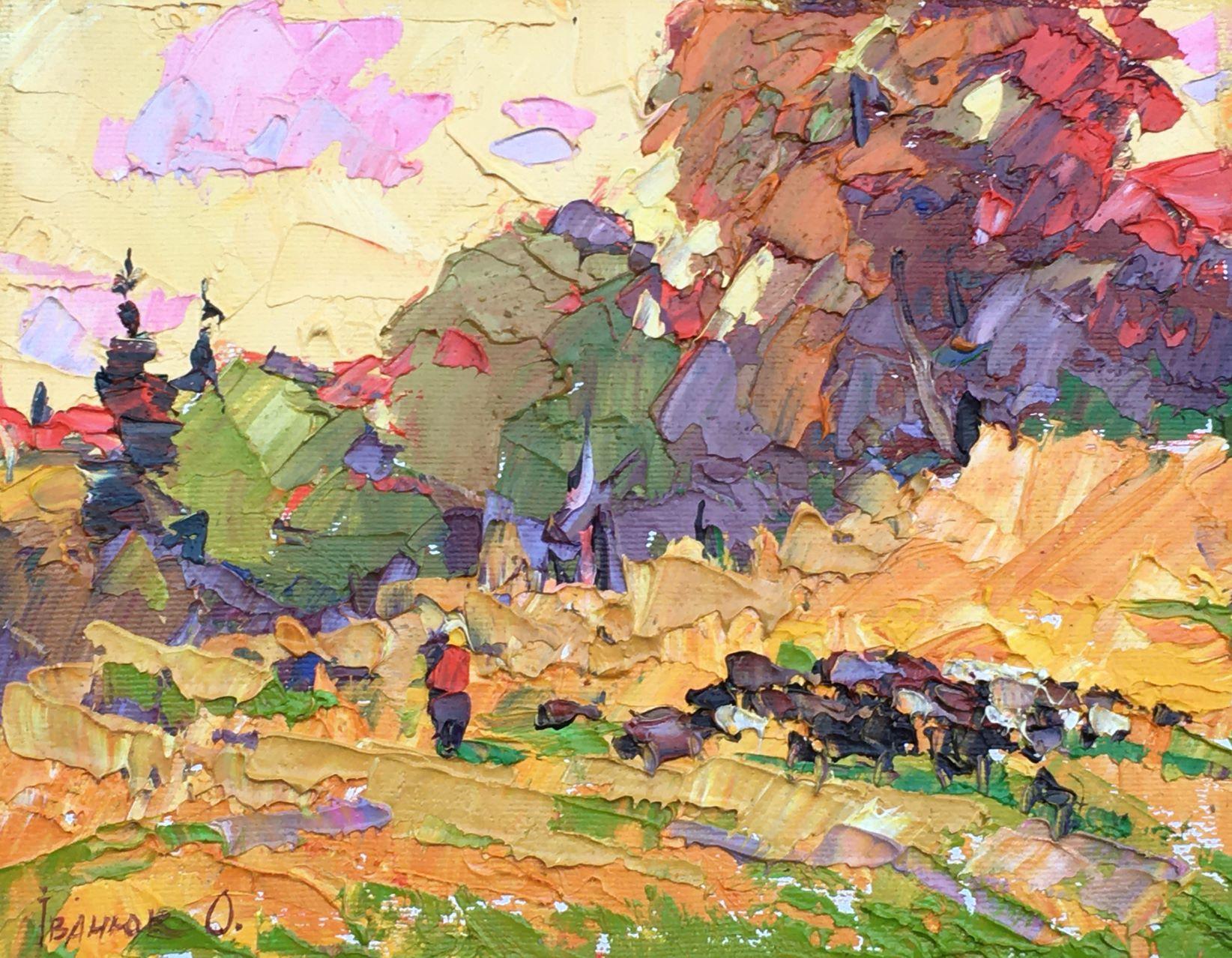 Alex Kalenyuk   Landscape Painting - Warm Autumn, Original oil Painting, Ready to Hang