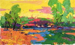 Warm evening after rain, Original oil Painting, Ready to Hang