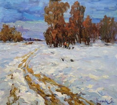 Winter Evening, Original oil Painting, Ready to Hang