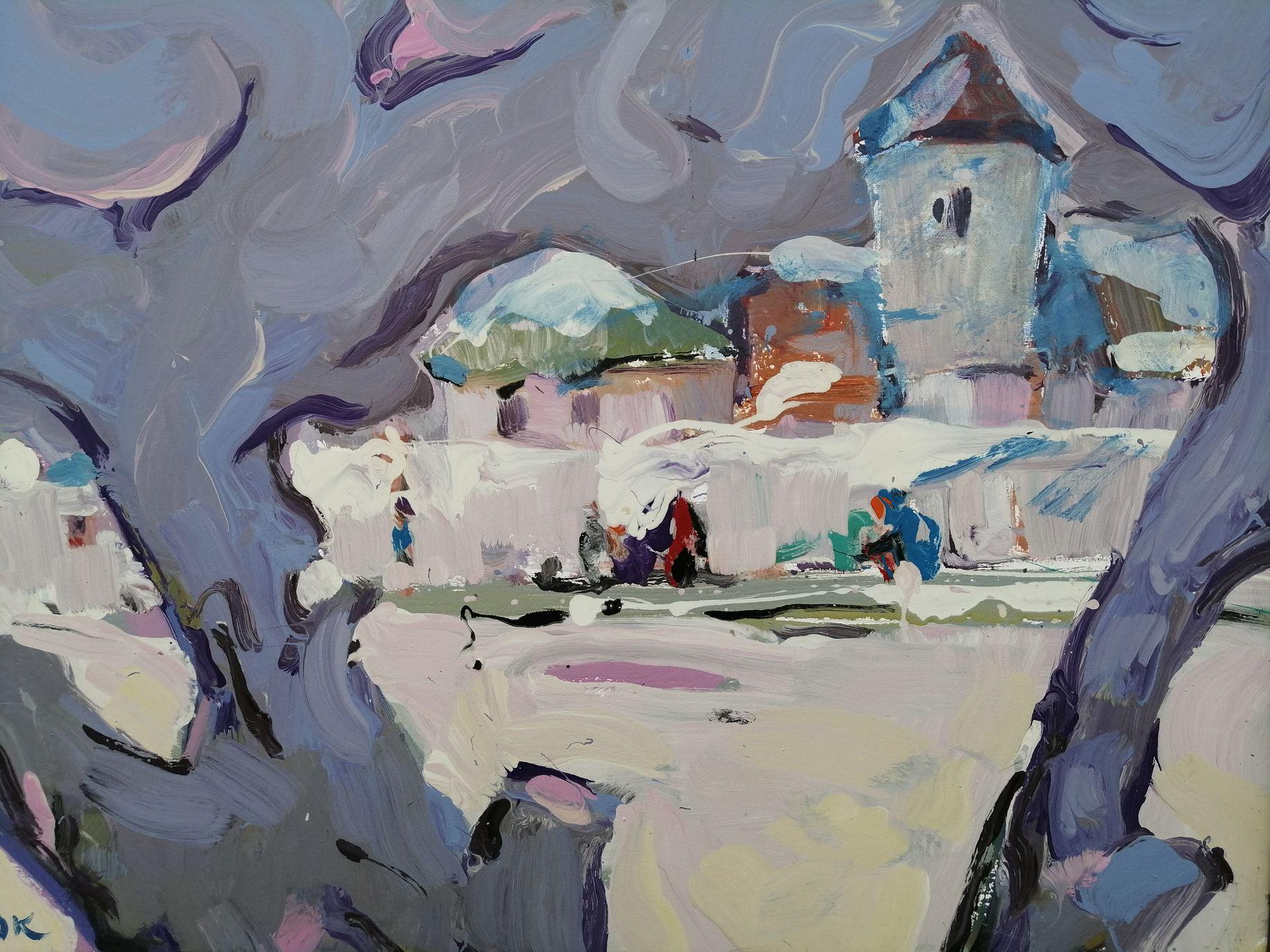 Silenzio d'inverno, Pittura ad olio originale, pronta da appendere - Painting di Alex Kalenyuk  
