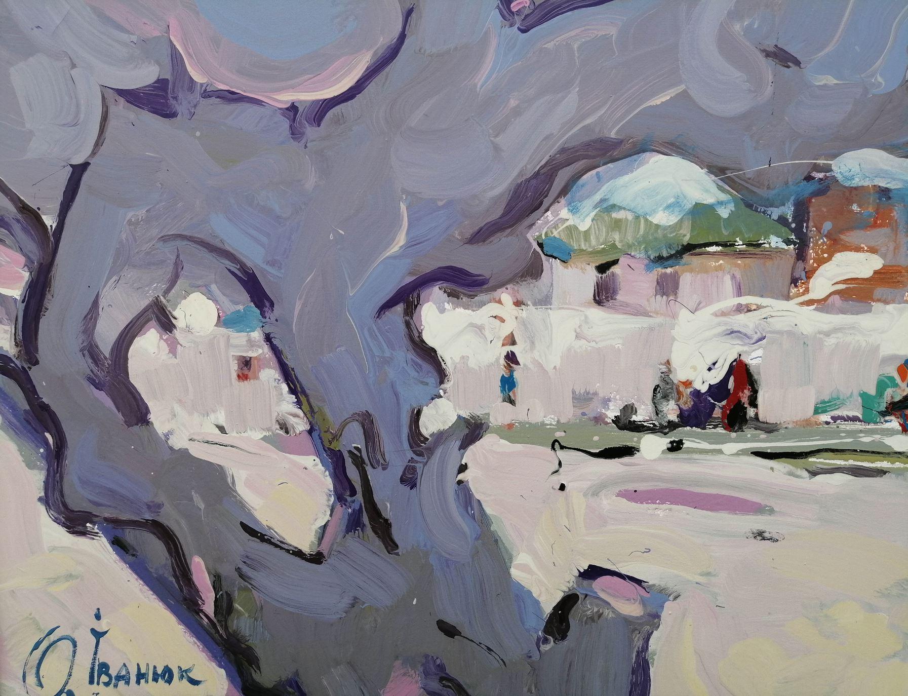 Silenzio d'inverno, Pittura ad olio originale, pronta da appendere - Painting Impressionismo di Alex Kalenyuk  