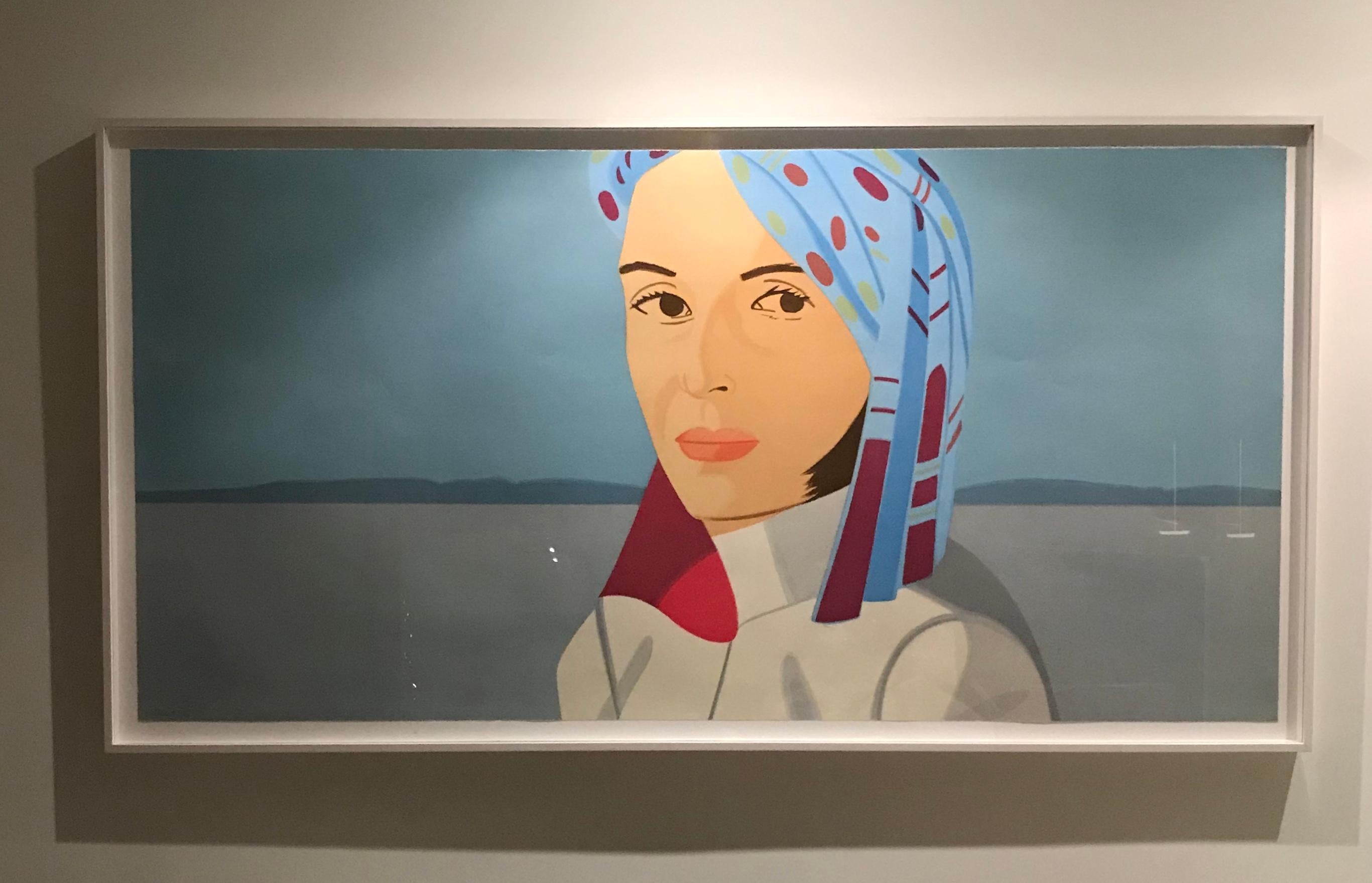 Ada mit blauem Hut - 2004 - Aquatinta in 11 Farben - Porträt von Ada Katz in Maine (Blau), Portrait Print, von Alex Katz