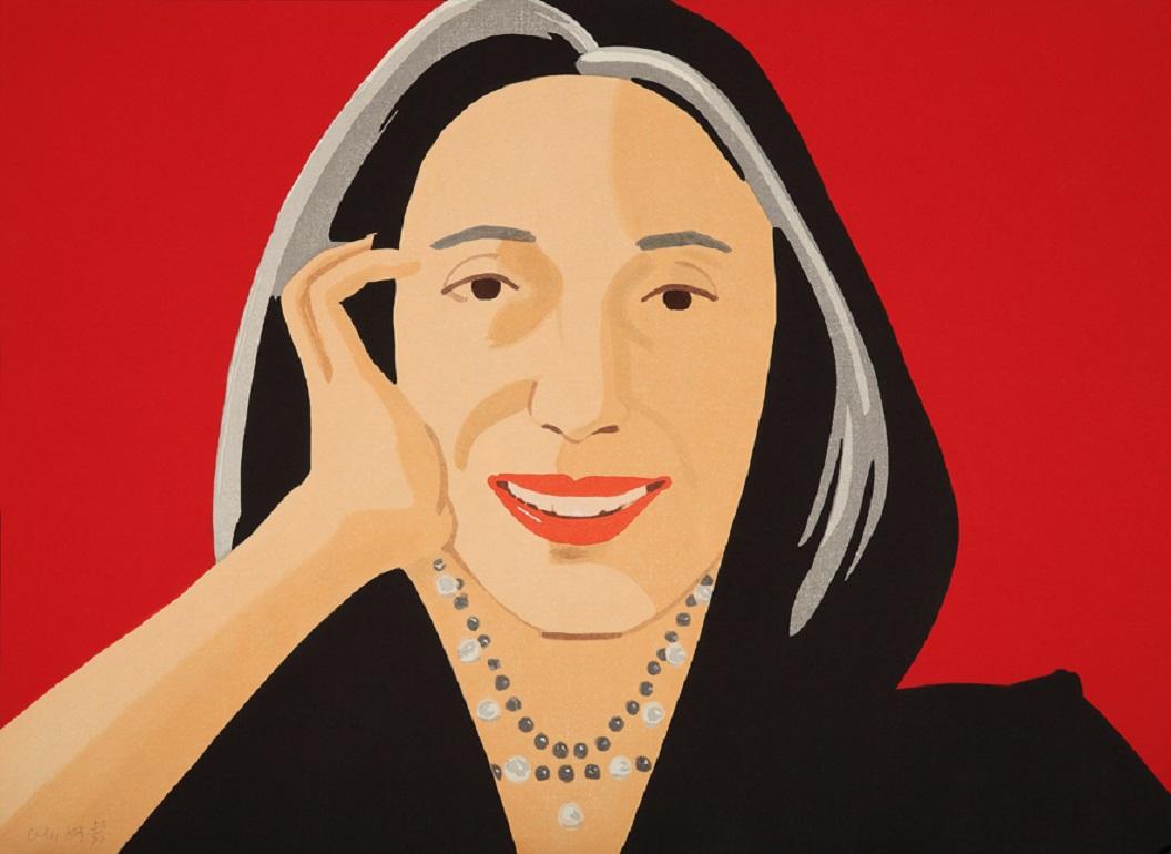 Ada – Porträtdruck von Alex Katz, Ada, Rot, Perlenkette, Porträt, Pop Art