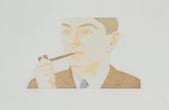 Alex Katz "Uomo con pipa" (Schröder 181) Acquaforte e acquatinta a colori firmata 1984
