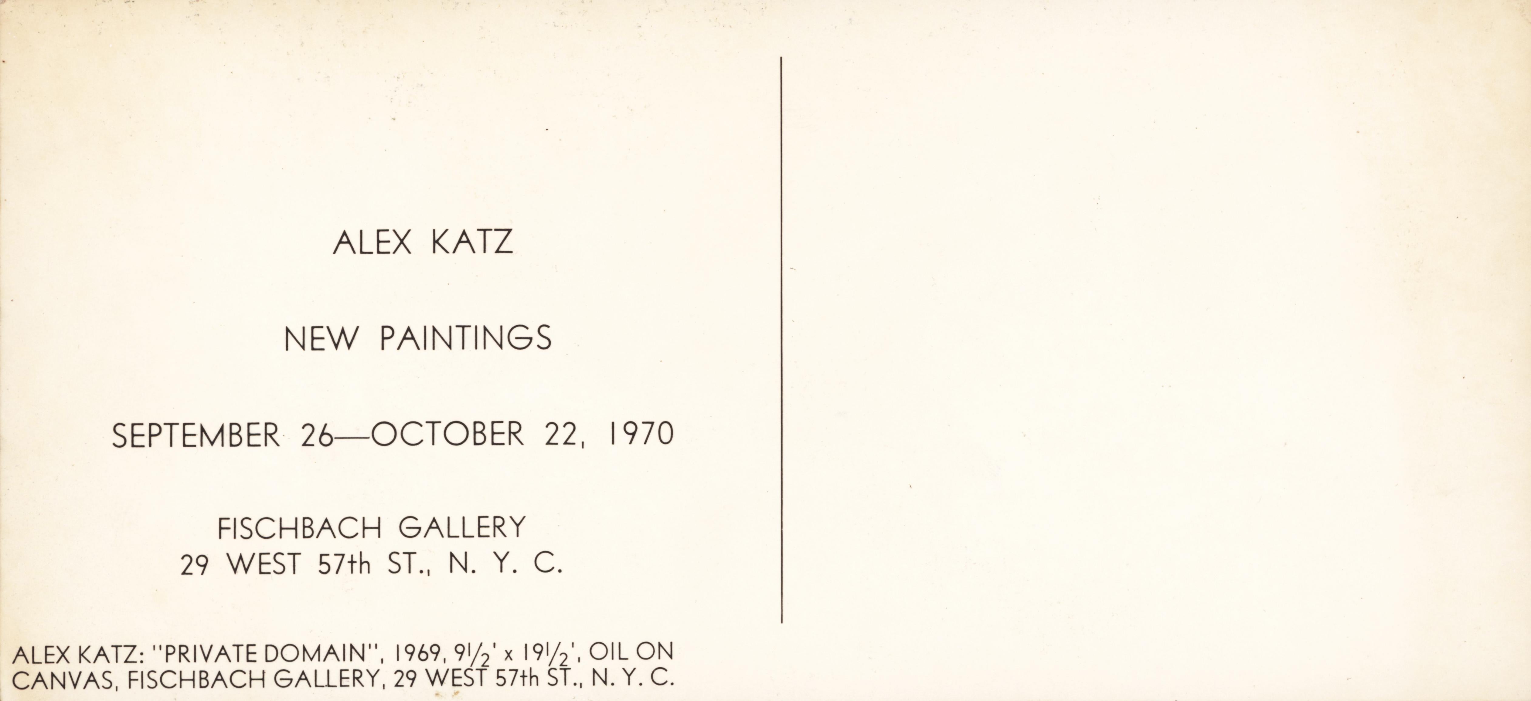 Alex Katz Private Domain 1970 (announcement card) For Sale 1