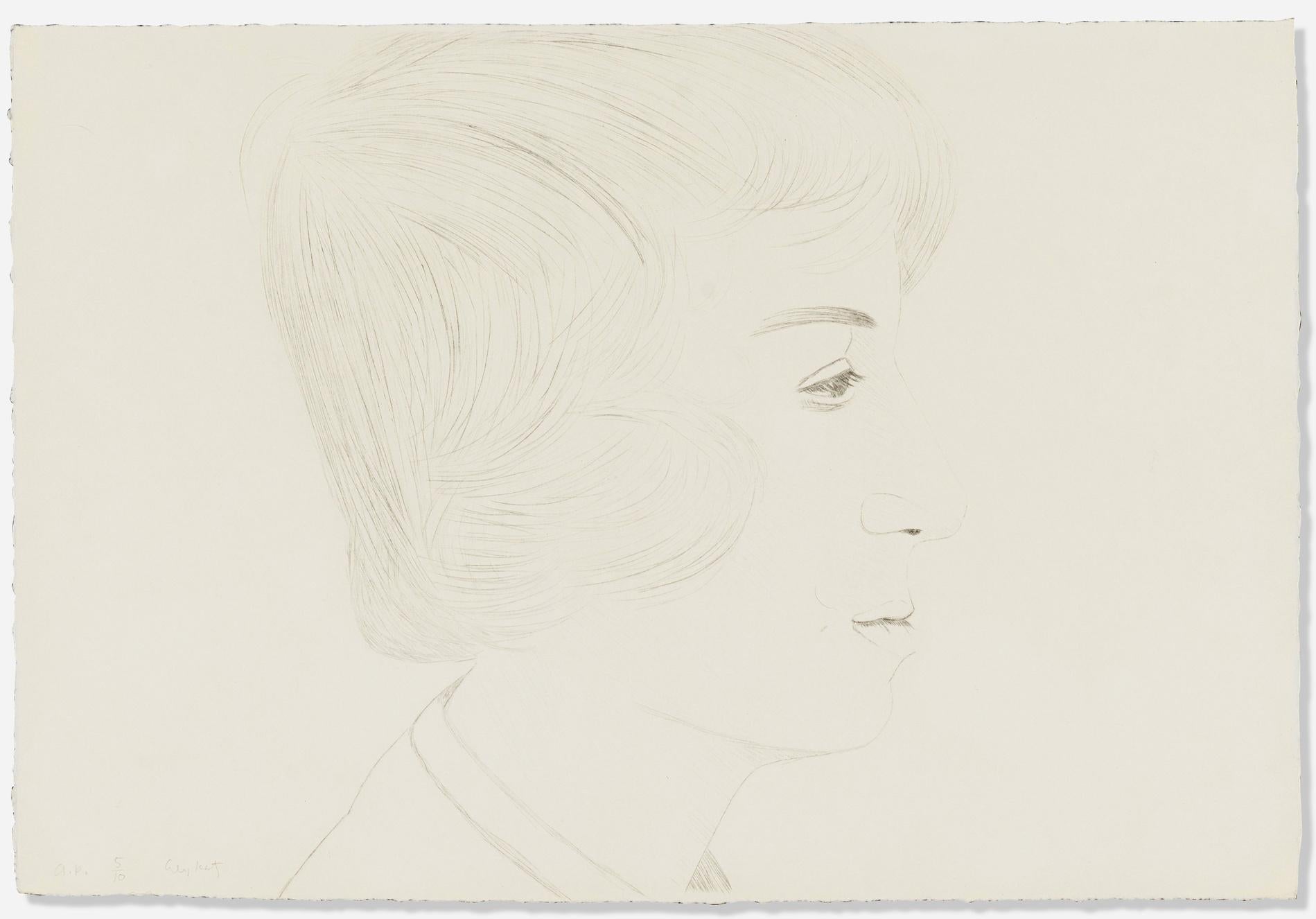 Alex Katz 'Perfil de Vincent' Punta seca firmada sobre papel de aguafuerte alemán 1974
