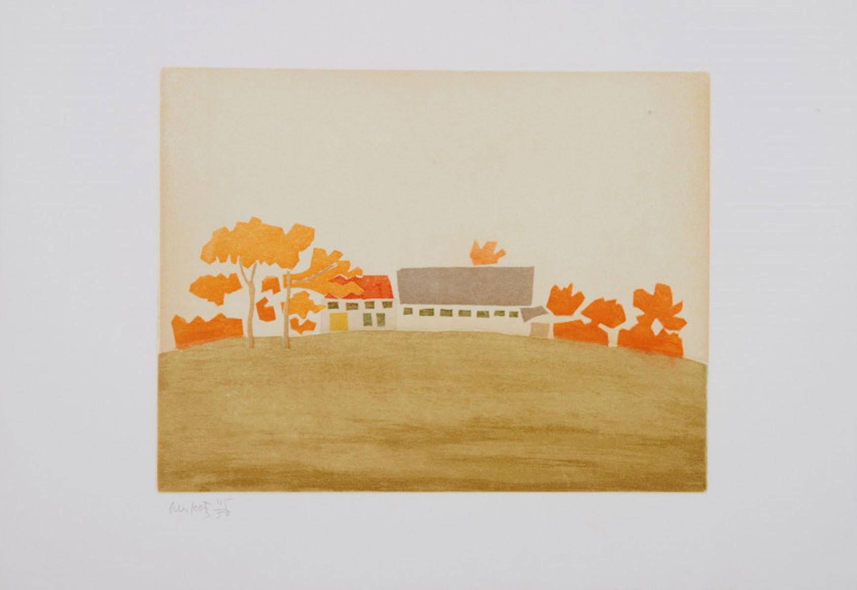 ALEX KATZ (1927-Gegenwart)

Dieses schöne Alex Katz 'Small Cuts House and Barn' ist eine Aquatinta von 2008 in Farbe aus einer kleinen Auflage von 60 Stück. Dieses Werk ist nummeriert (46/60) und vom Künstler in der linken unteren Ecke mit Bleistift