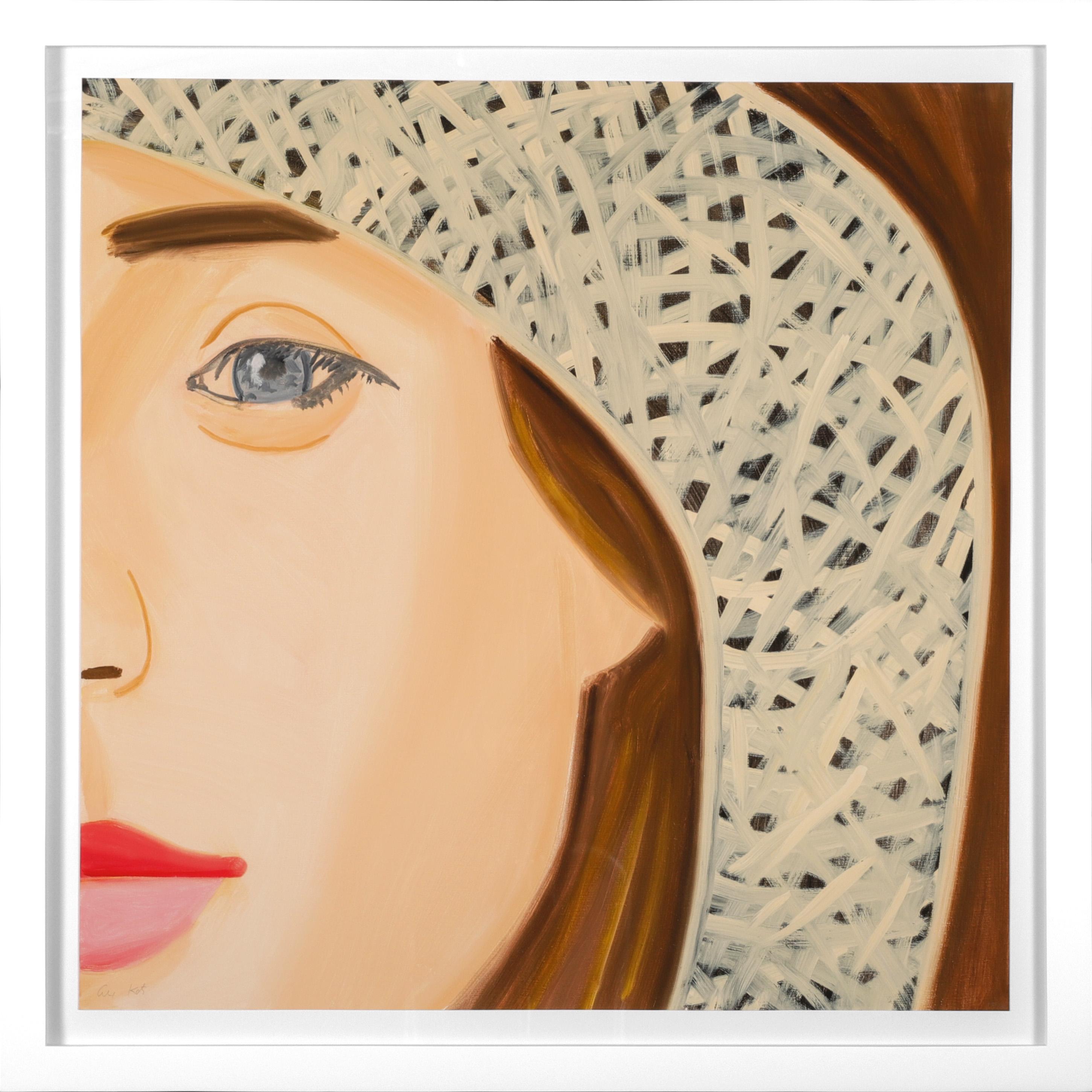 'Straw Hat I' by Alex Katz is an archival pigment ink print on Innova Etching Cotton Rag 315 gsm fine art paper. This lively work reflects Katz’s signature style, with bold and colorful two-dimensional strokes and ‘up close’ portraiture. Katz’s work