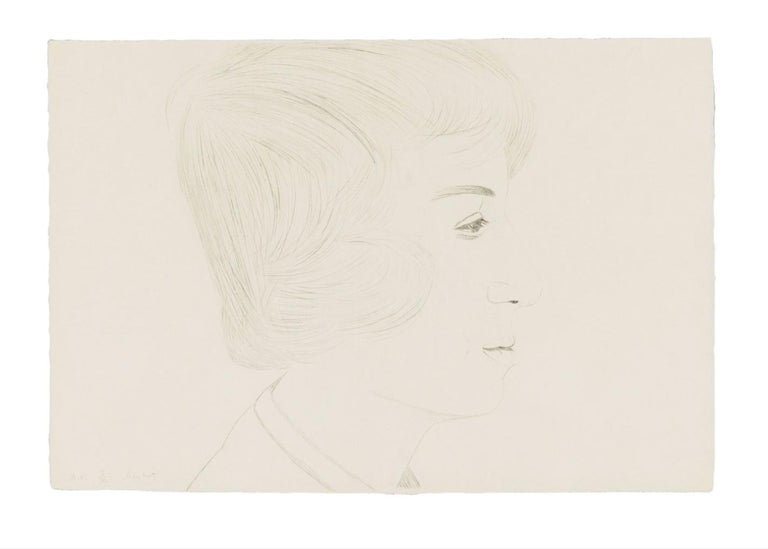 Katz's 1972 'Vincent' is a drypoint on German etching paper. Signed and numbered to lower left ‘AP 5/10 Alex Katz’. This work is artist's proof 5 of 10 apart from the edition of 62 printed by Prawat Laucheron and co-published by Brooke Alexander,