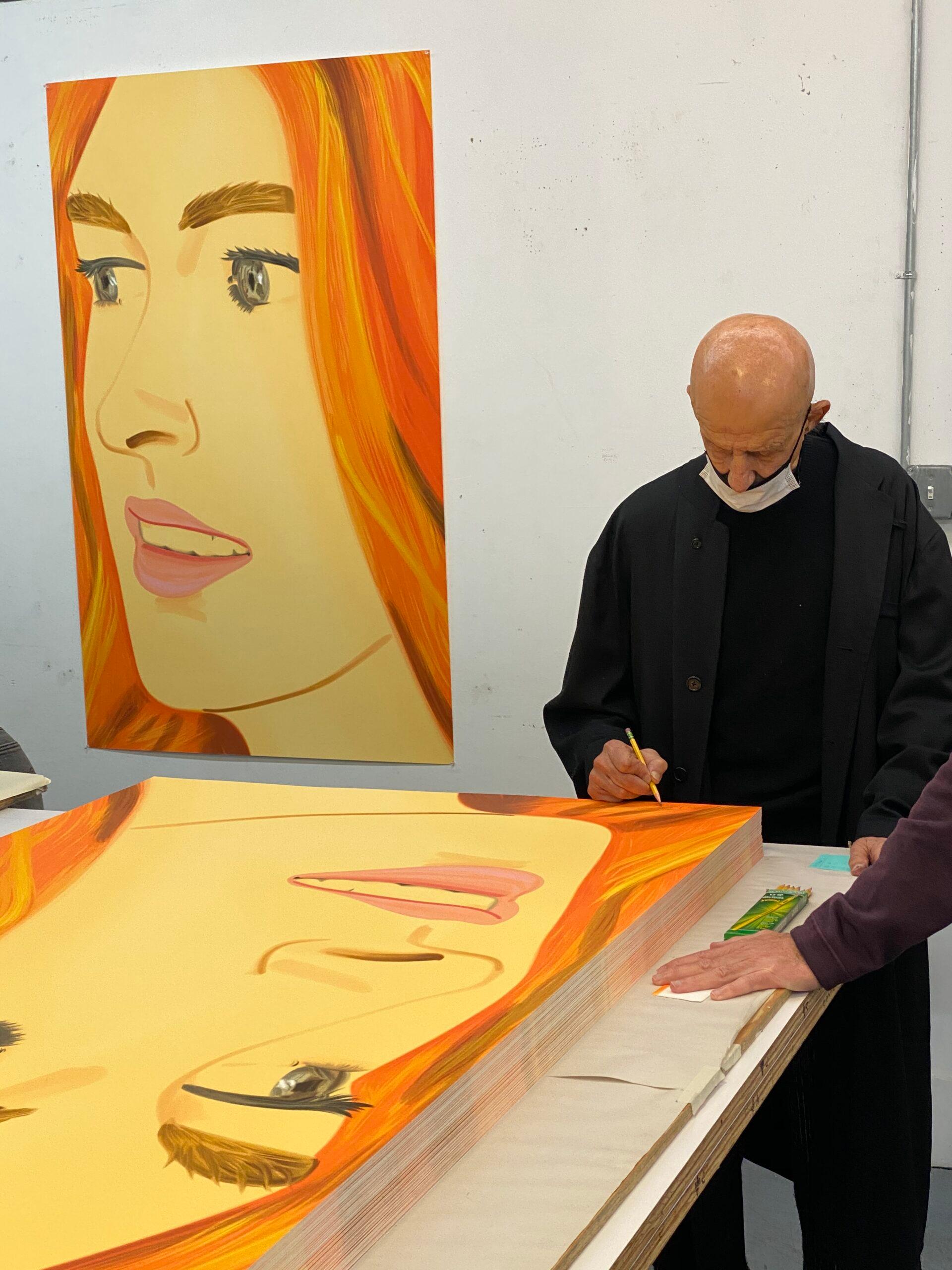 Ariel - Orange Figurative Print by Alex Katz