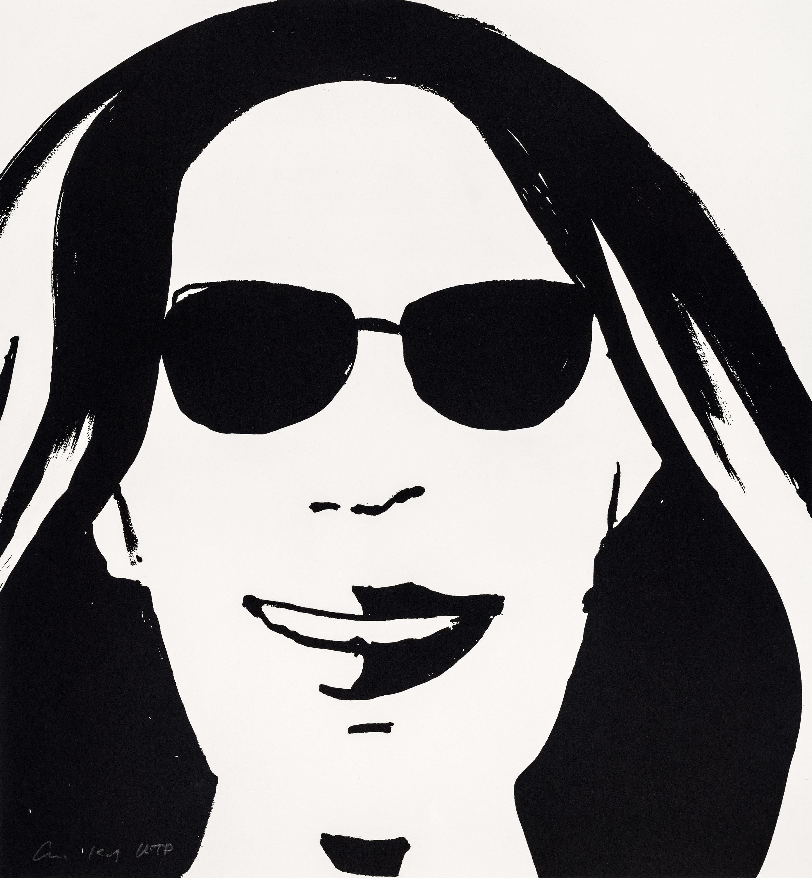 Portrait Print Alex Katz - Gravure à l'eau-forte 5, noir et blanc, Katz, Ada, lunettes de soleil