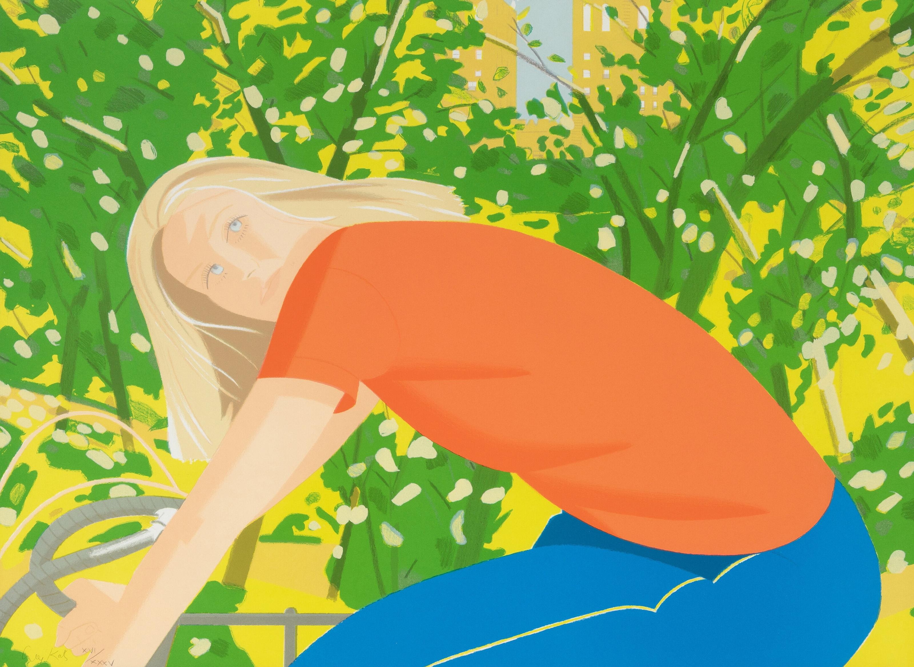 Este grabado de Alex Katz forma parte de una carpeta de 8 piezas publicada por The New York Graphic Society en 1983 e incluye obras de Red Grooms, Robert Indiana, Alex Katz, R.B. Kitaj, Robert Motherwell, Robert Rauschenberg, Larry Rivers y James
