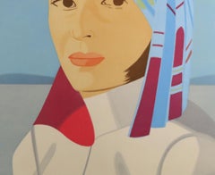 Blue Hat Etching and Aquatint, Abstract Expressionist, 2003, Framed