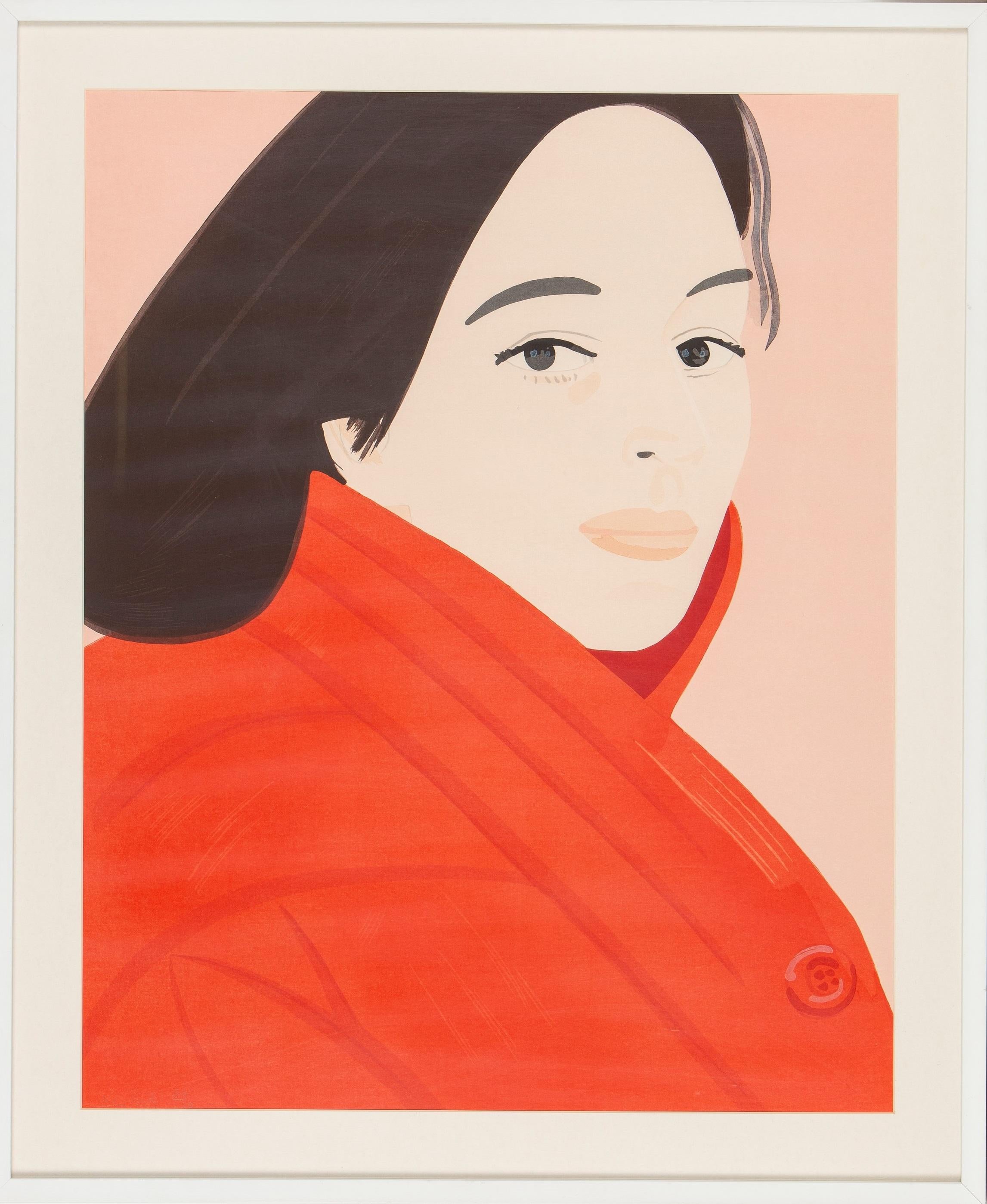 Brisk Day, Woodcut (1990) 
A rare and historic lithograph by Alex Katz signed and numbered by the artist, which portrays Ada in a red dress.
Image, sheet 91.5 x 74 cm.
Framed: 105.5 x 87.5 x 3cm.
Edition 84/150

Provenance
Candybar Gallery, Kyoto,